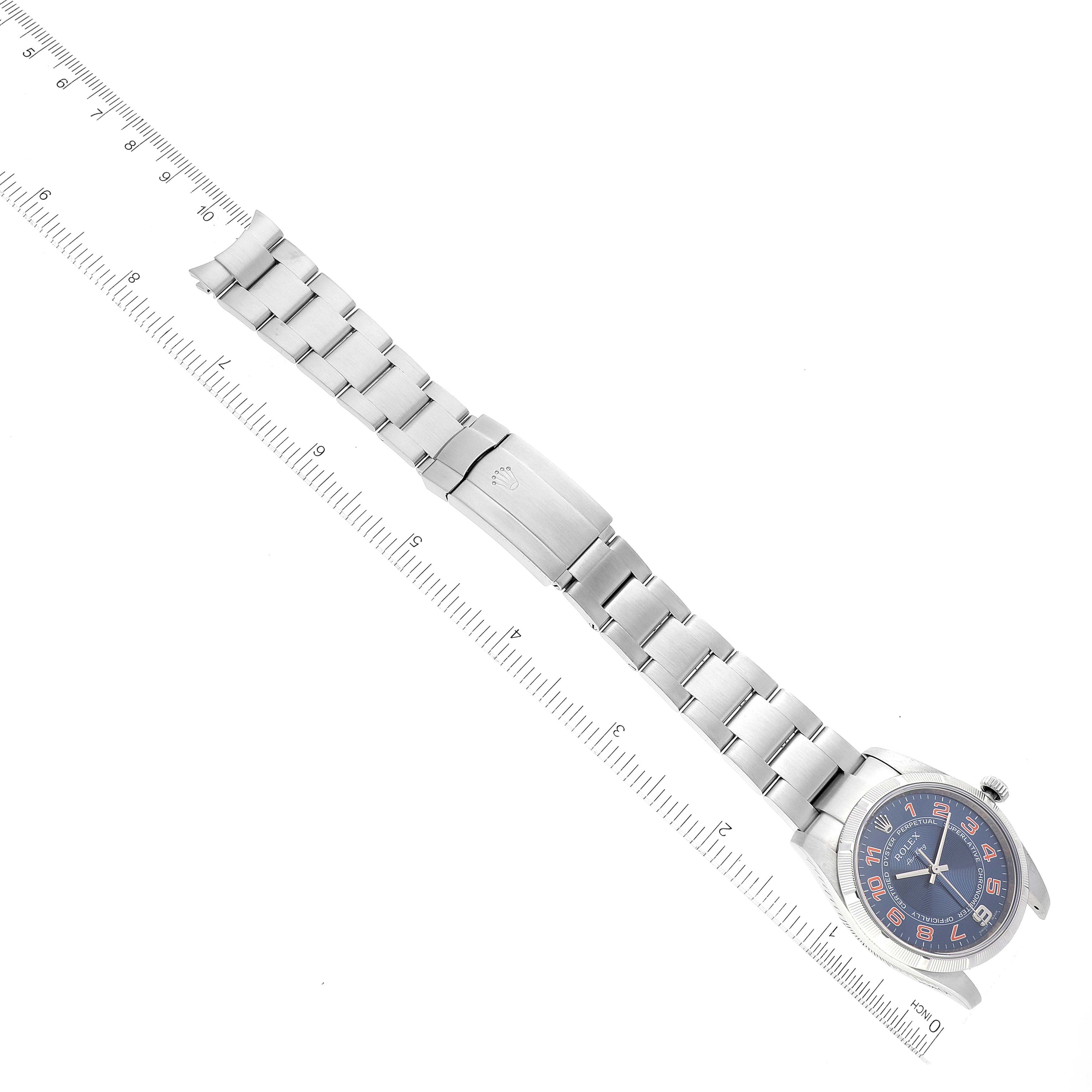 Rolex Air King Blue Concentric Dial Steel Mens Watch 114210 Box Card