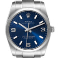 Rolex Air King Blue Dial Smooth Bezel Steel Mens Watch 114200 Box Card