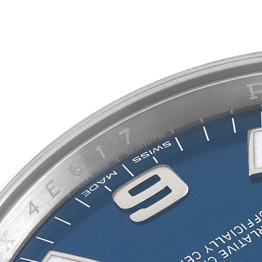 Rolex Air King Blue Dial Smooth Bezel Steel Mens Watch 114200 Box Card