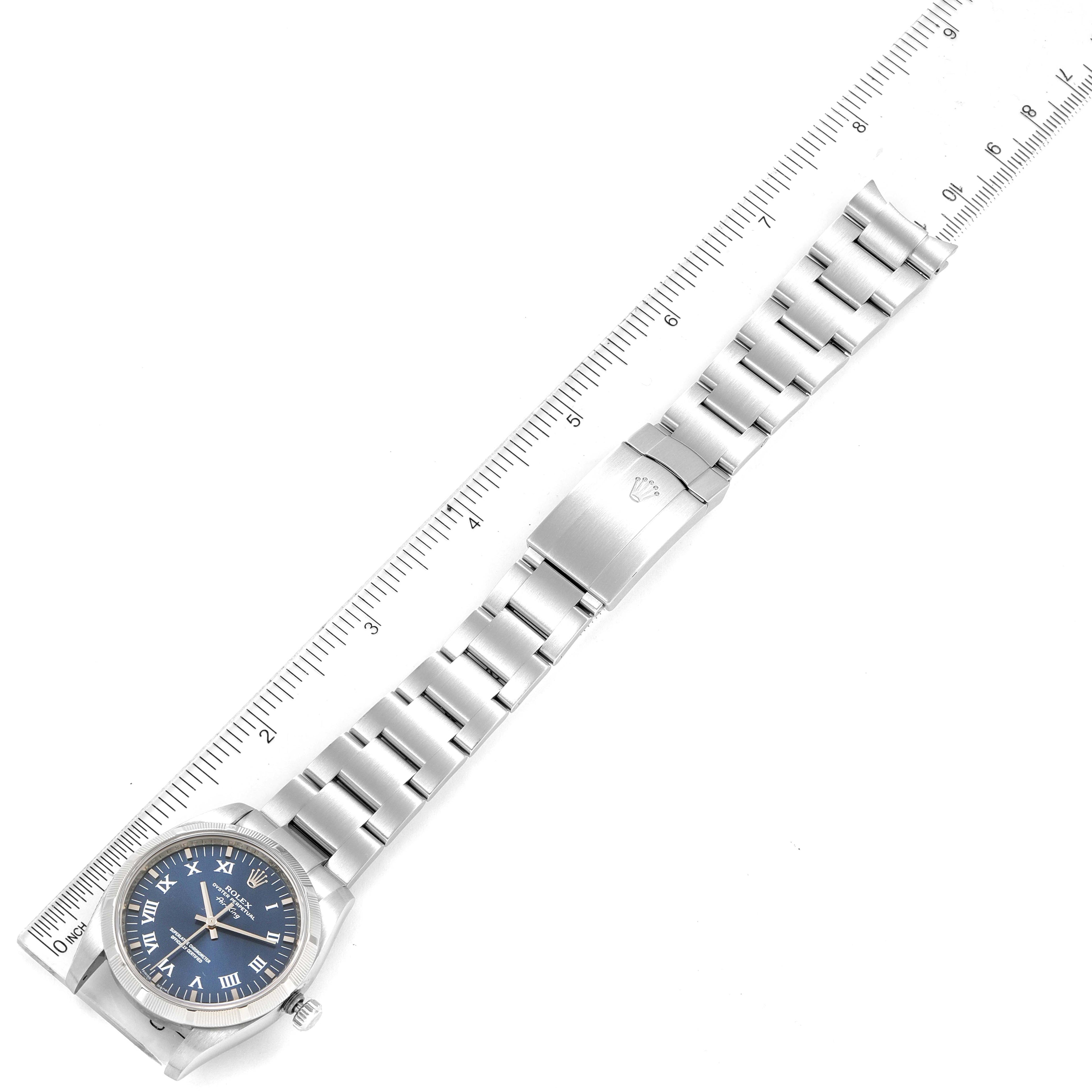 Rolex Air King Blue Roman Dial Steel Mens Watch 114210