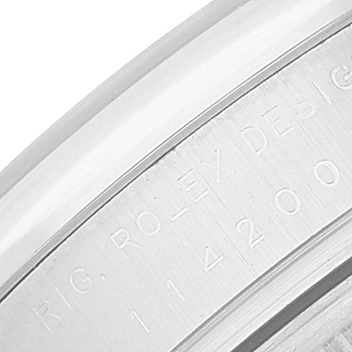 Rolex Air King Concentric Silver Orange Dial Mens Watch 114200