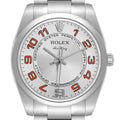 Rolex Air King Concentric Silver Orange Dial Mens Watch 114200