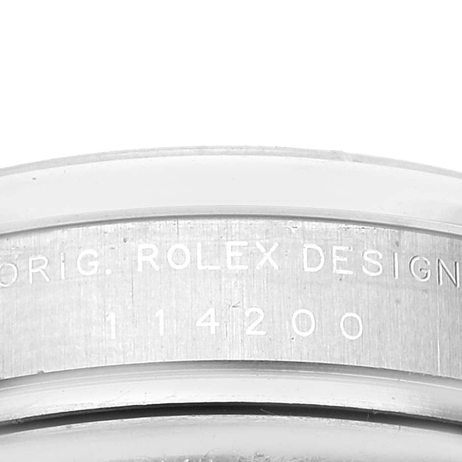 Rolex Air King Concentric Silver Orange Dial Mens Watch 114200 Box Card