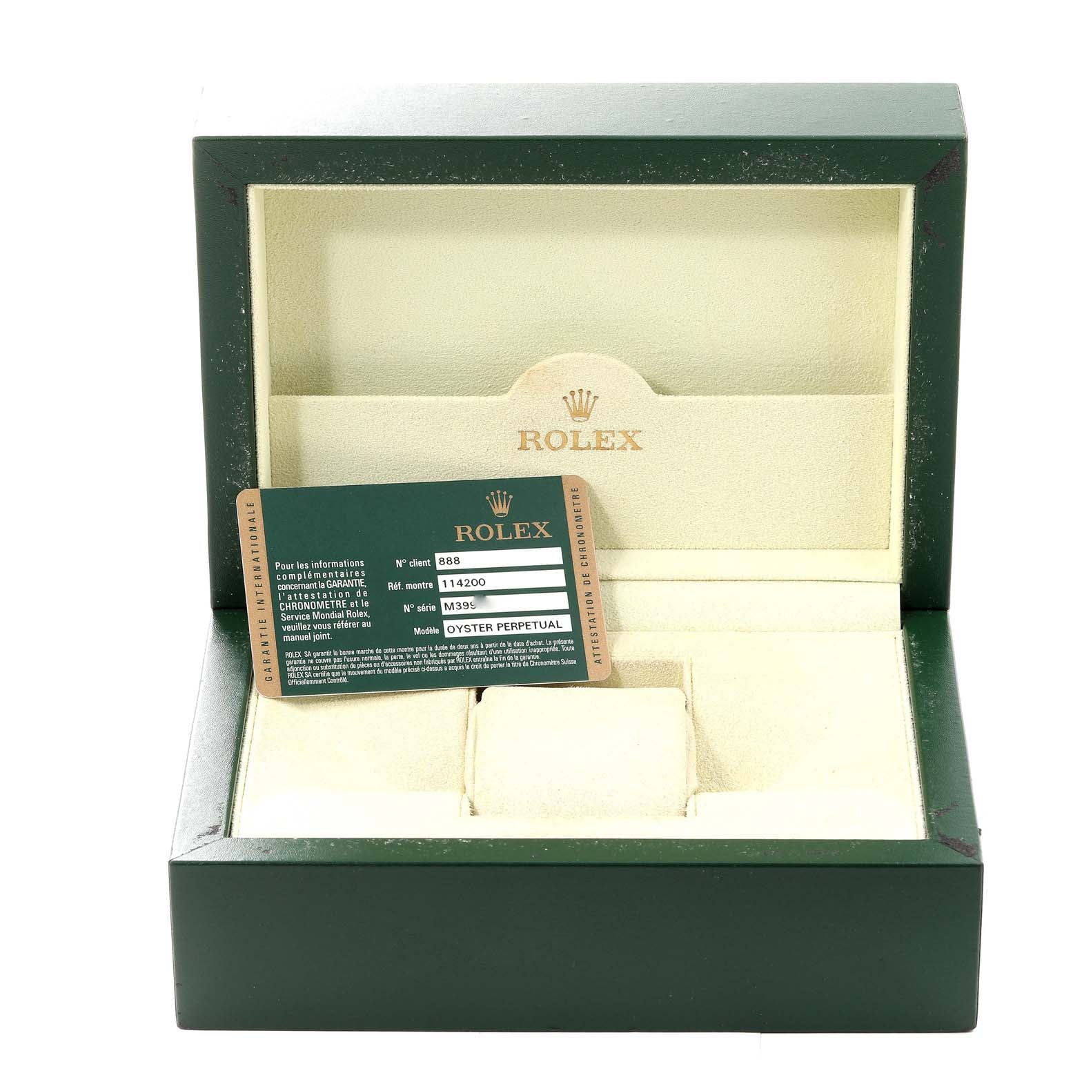 Rolex Air King Concentric Silver Orange Dial Mens Watch 114200 Box Card
