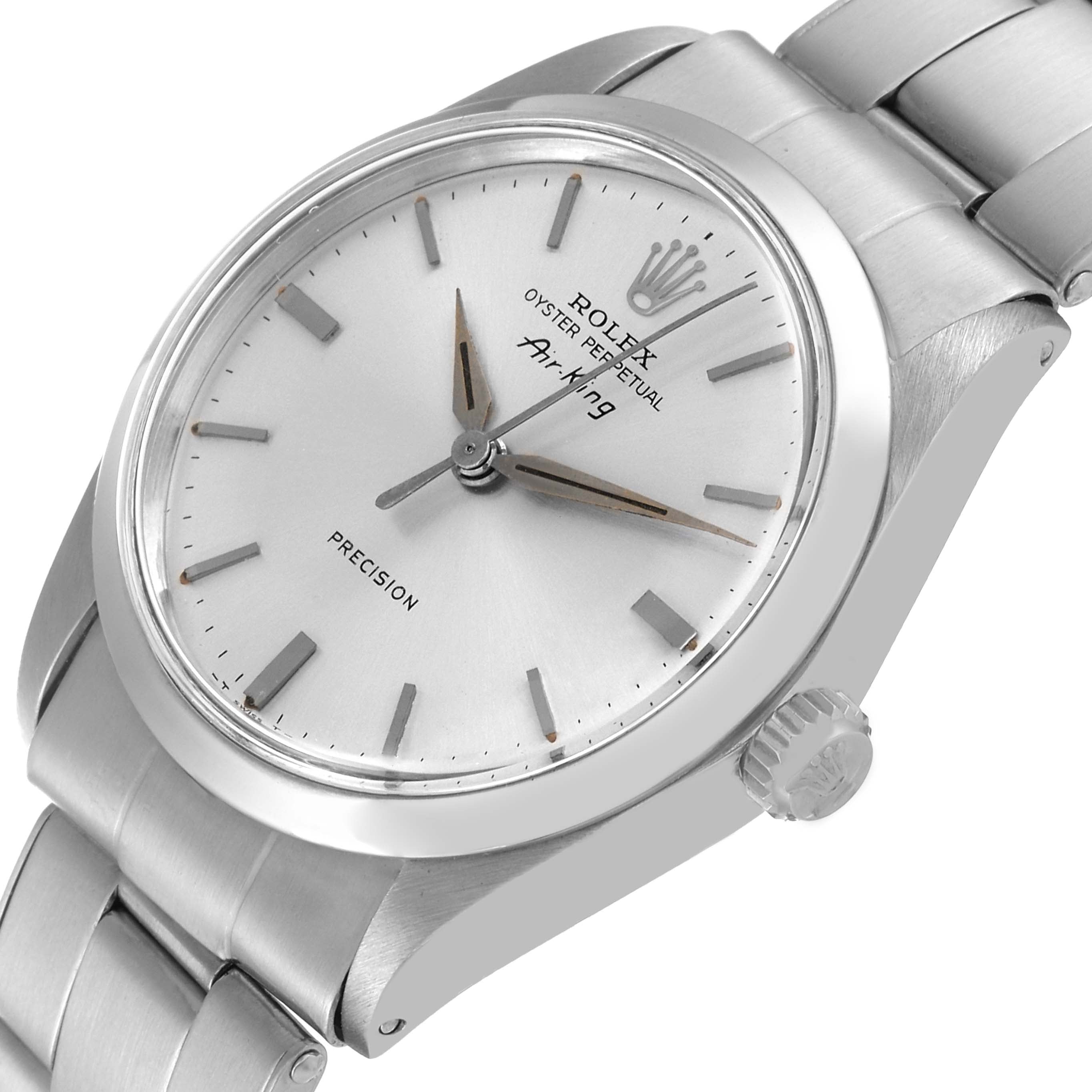Rolex Air King Precision Stainless Steel Silver Dial Vintage Mens Watch 5500