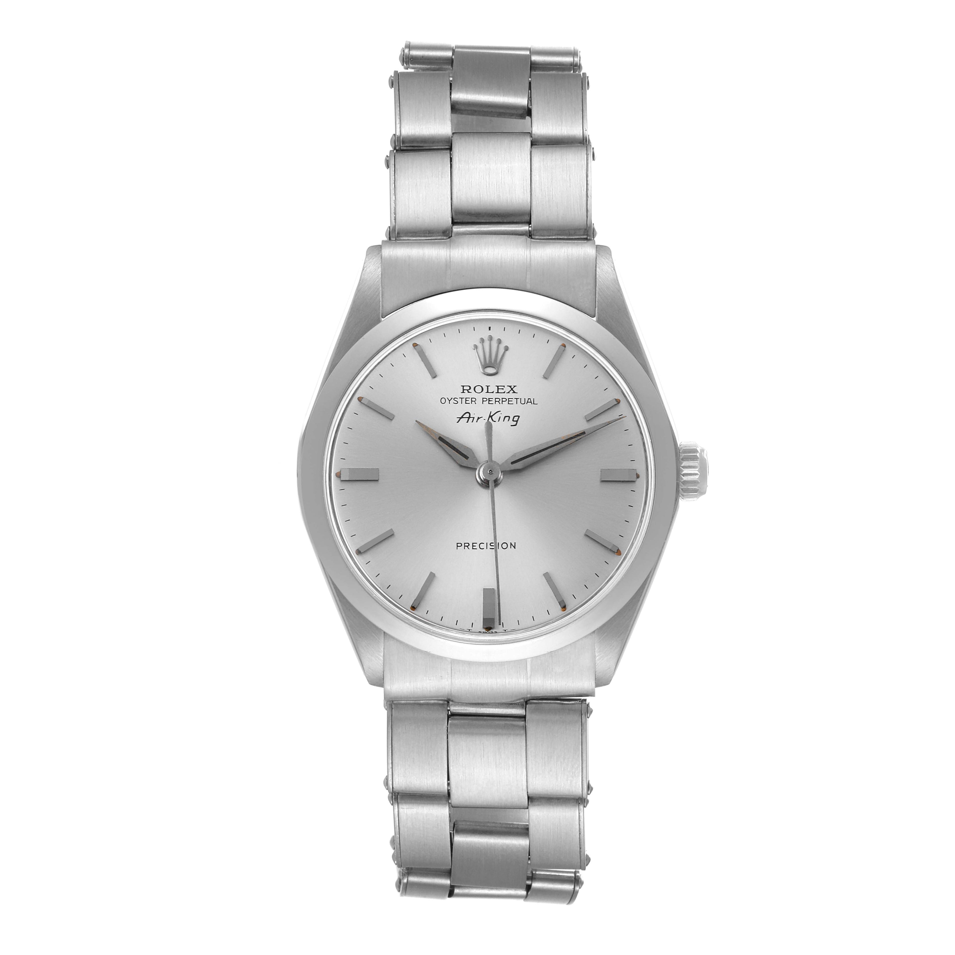 Rolex Air King Precision Stainless Steel Silver Dial Vintage Mens Watch 5500