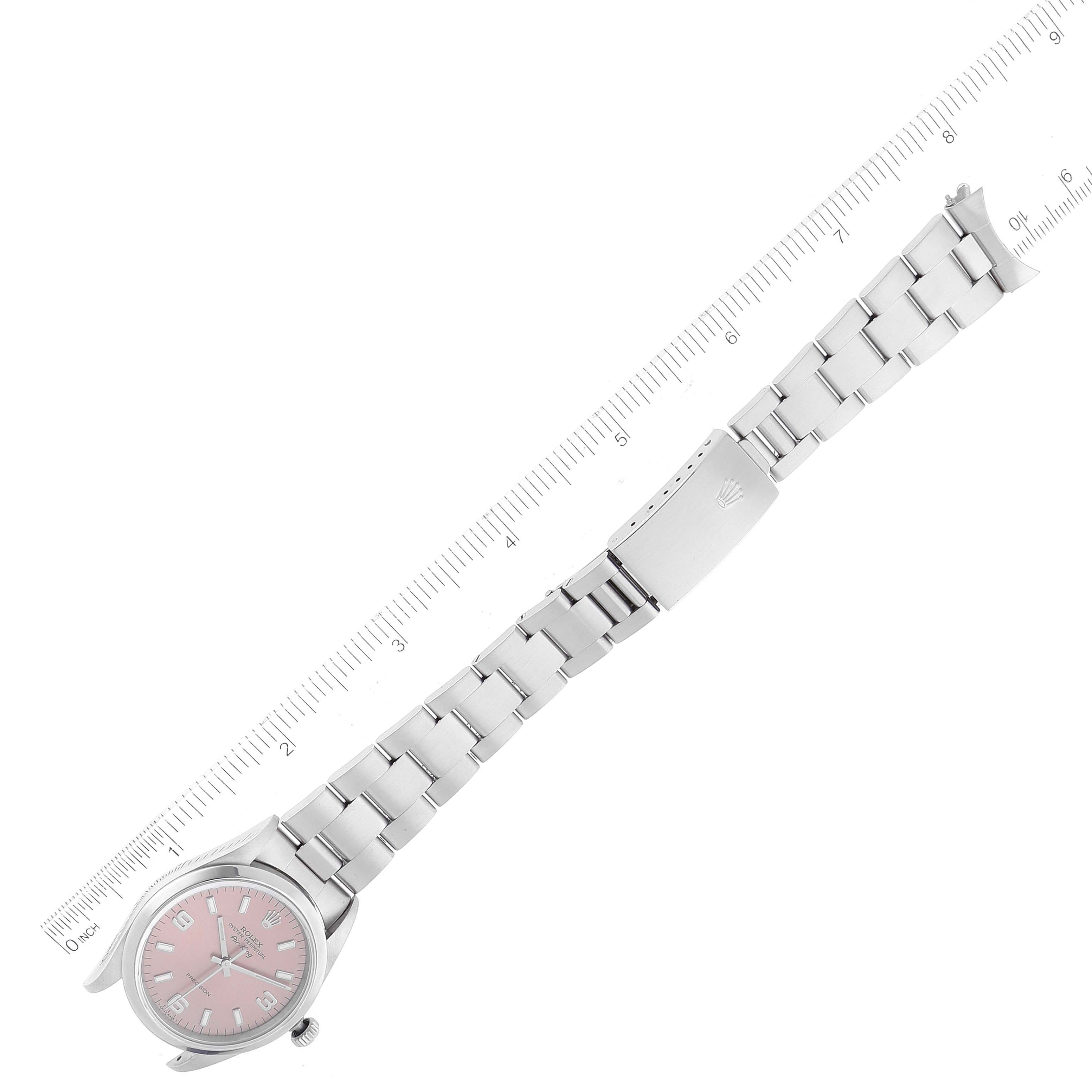 Rolex Air King Salmon Dial Smooth Bezel Steel Mens Watch 14000 Box Papers