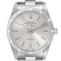 Rolex Air King Silver Dial 34mm Engine Turned Bezel Steel Mens Watch 14010