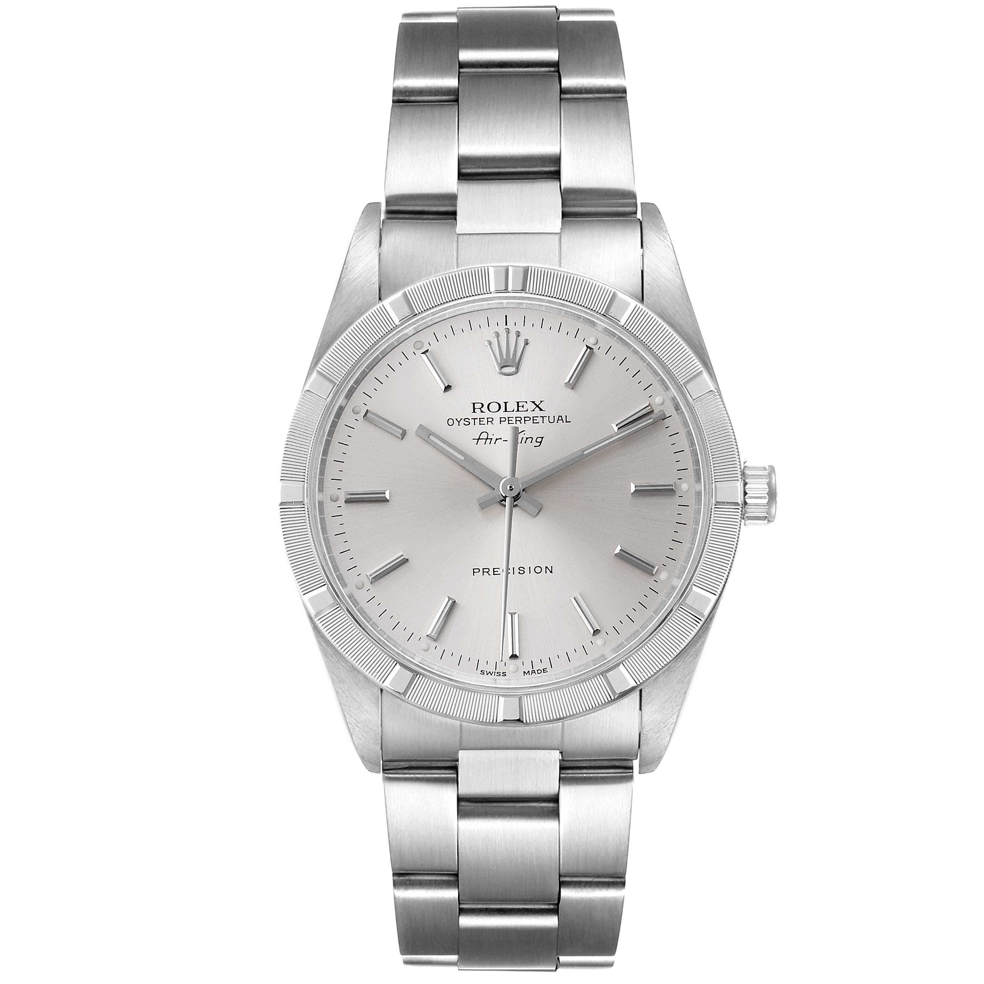 Rolex Air King Silver Dial 34mm Oyster Bracelet Steel Mens Watch 14010
