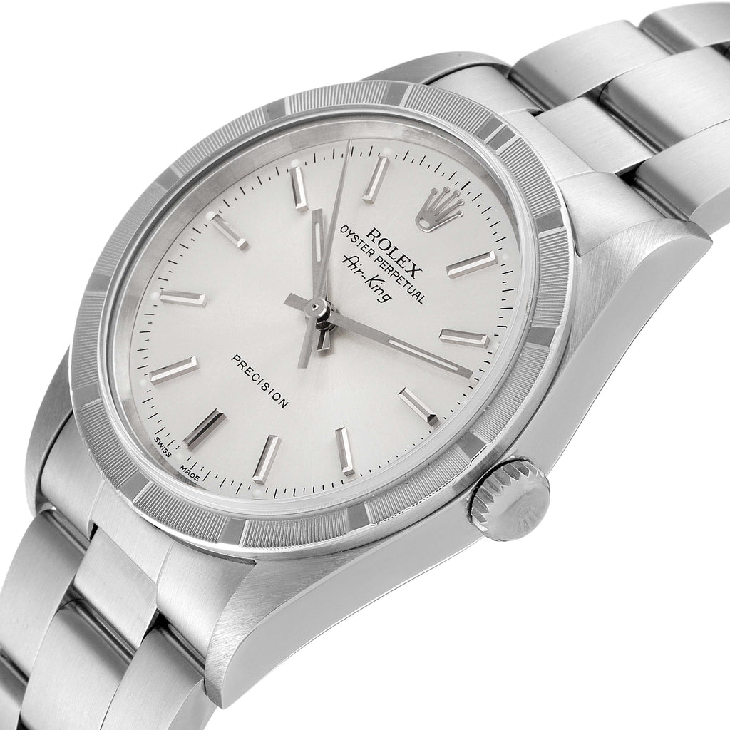 Rolex Air King Silver Dial 34mm Oyster Bracelet Steel Mens Watch 14010