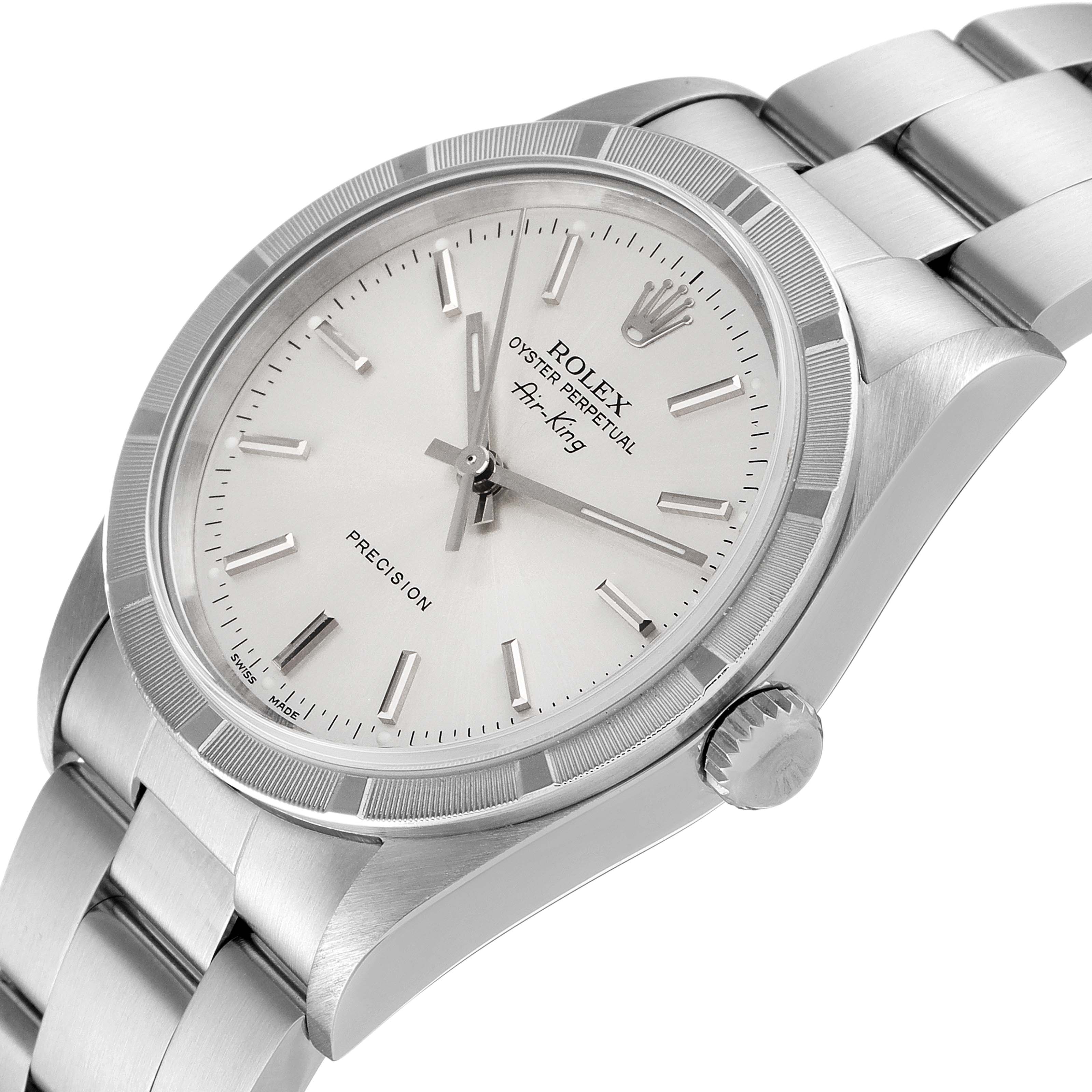 Rolex Air King Silver Dial 34mm Oyster Bracelet Steel Mens Watch 14010