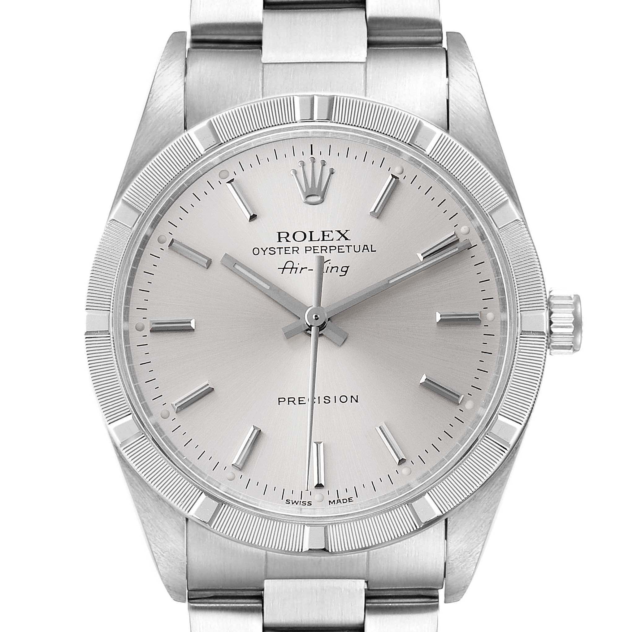 Rolex Air King Silver Dial 34mm Oyster Bracelet Steel Mens Watch 14010