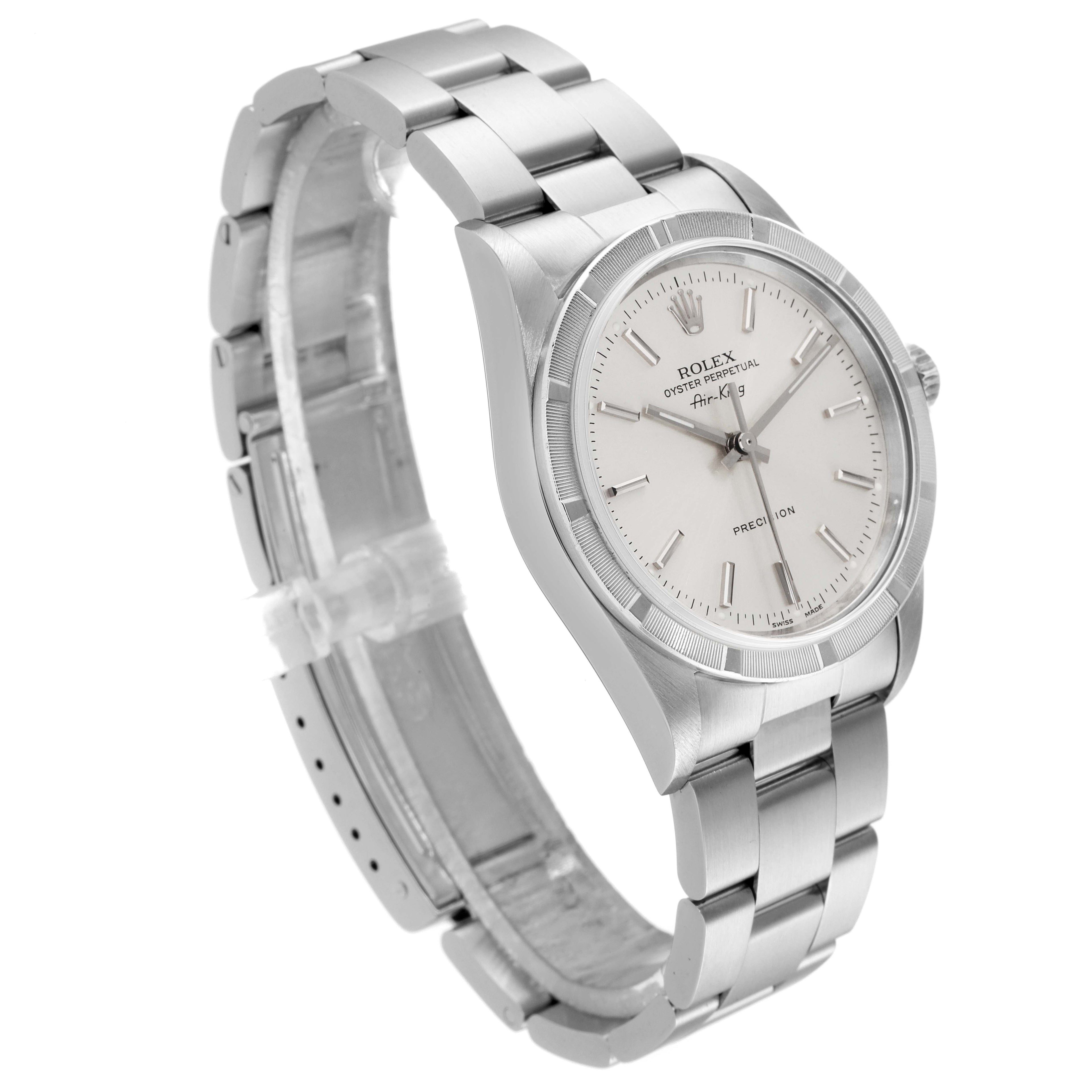 Rolex Air King Silver Dial 34mm Oyster Bracelet Steel Mens Watch 14010