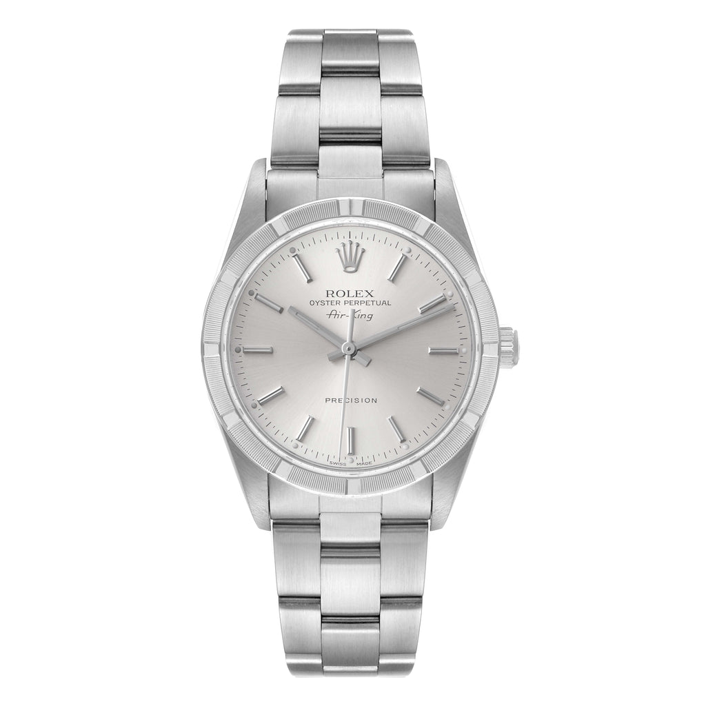 Rolex Air King Silver Dial 34mm Oyster Bracelet Steel Mens Watch 14010 Papers