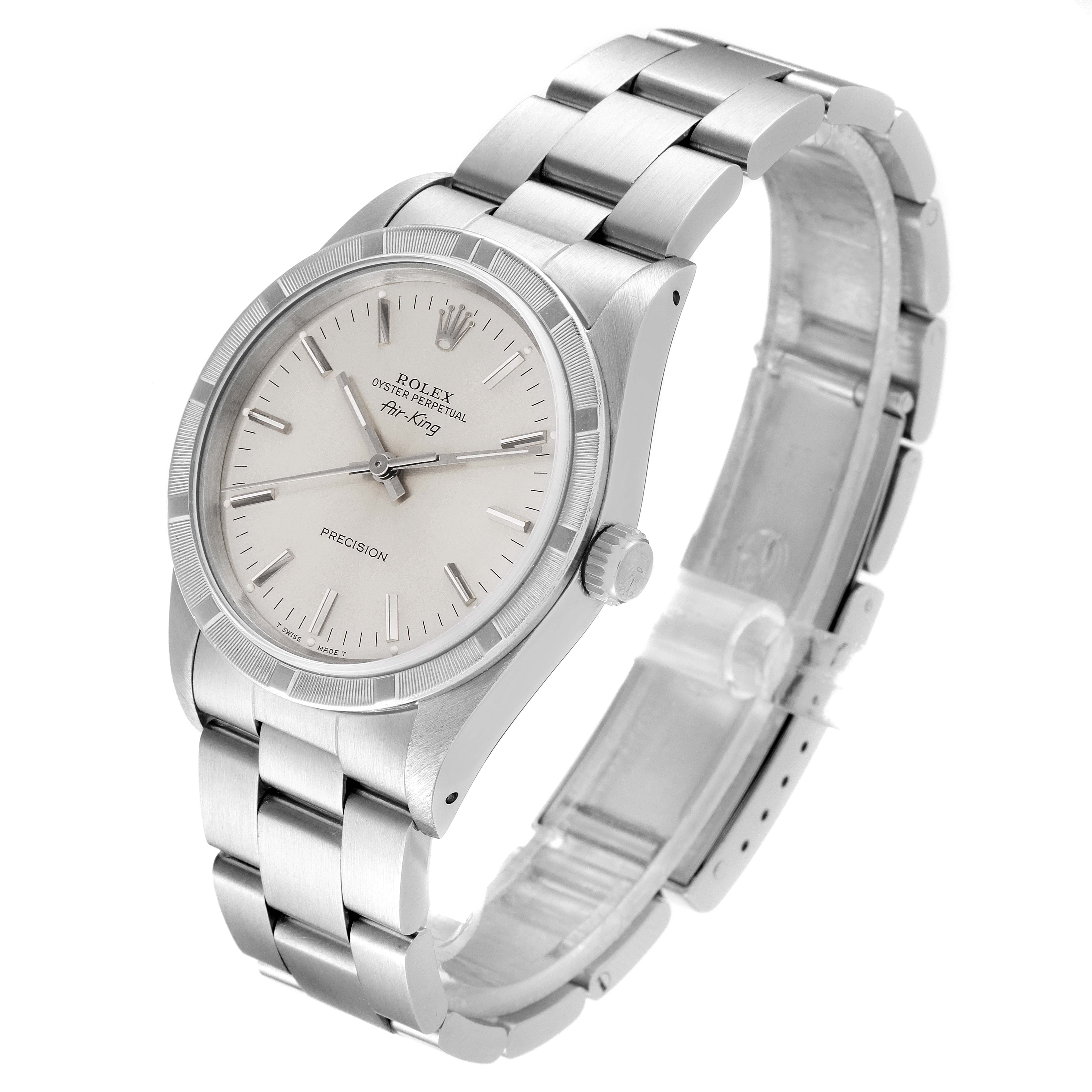 Rolex Air King Silver Dial 34mm Oyster Bracelet Steel Watch 14010