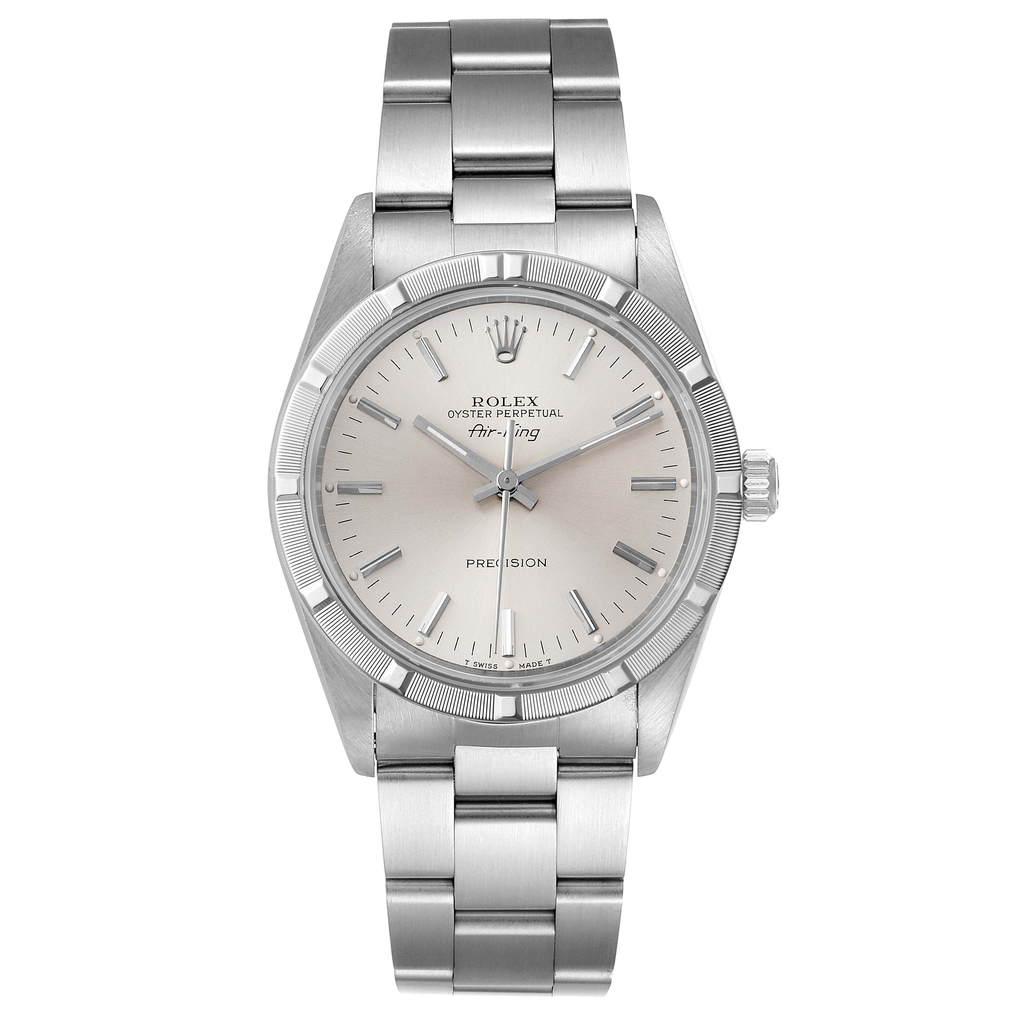Rolex Air King Silver Dial 34mm Oyster Bracelet Steel Watch 14010