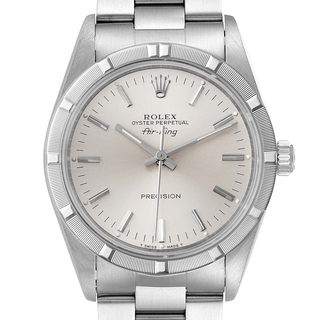 Rolex Air King Silver Dial 34mm Oyster Bracelet Steel Watch 14010