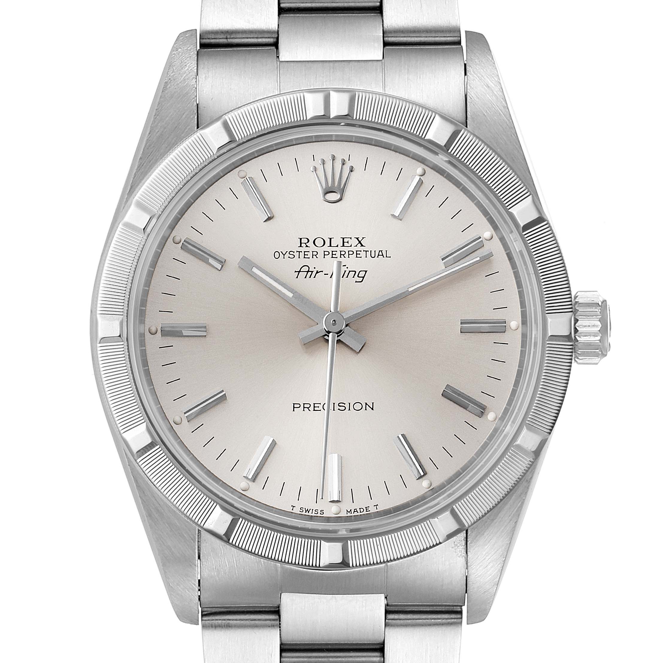 Rolex Air King Silver Dial 34mm Oyster Bracelet Steel Watch 14010