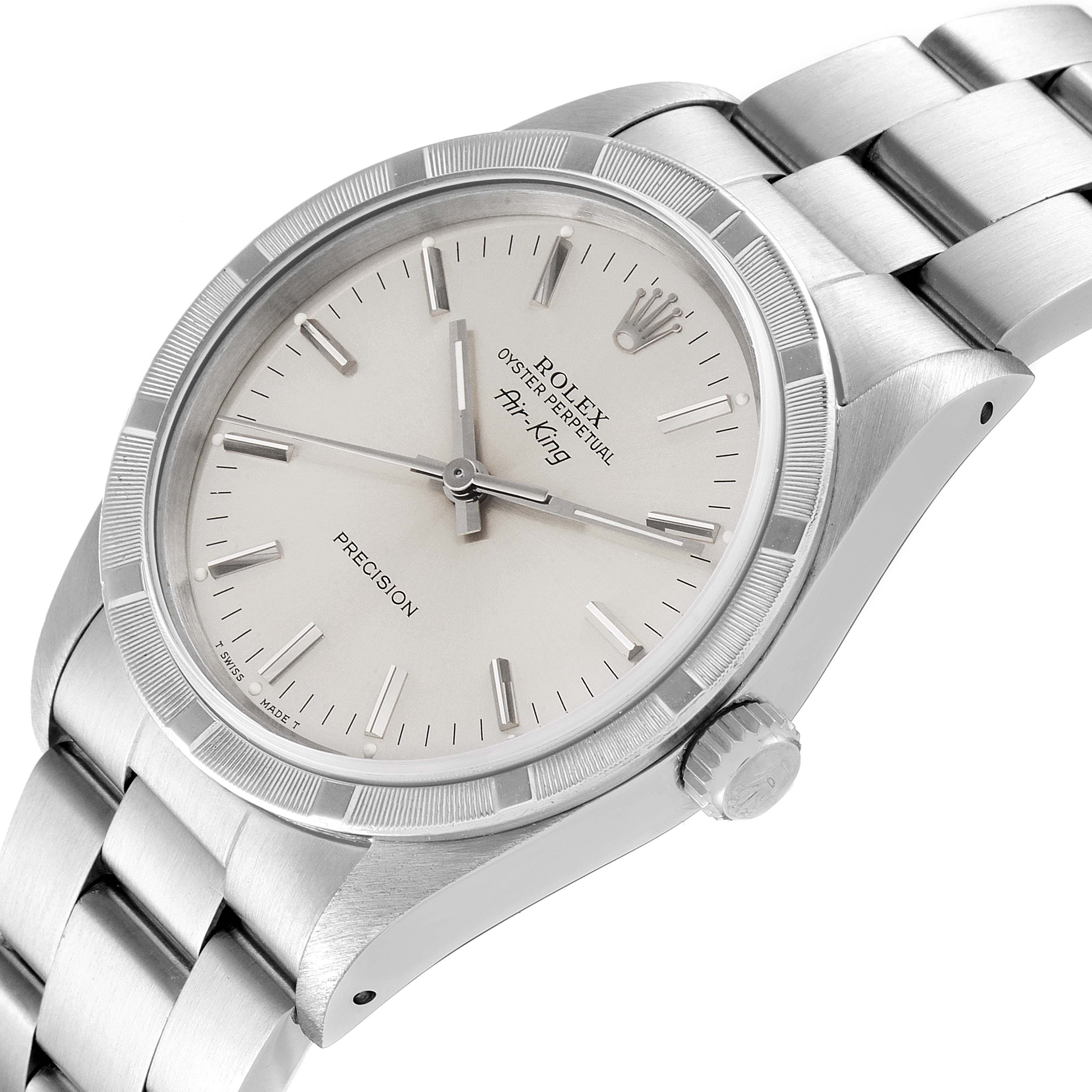 Rolex Air King Silver Dial 34mm Oyster Bracelet Steel Watch 14010