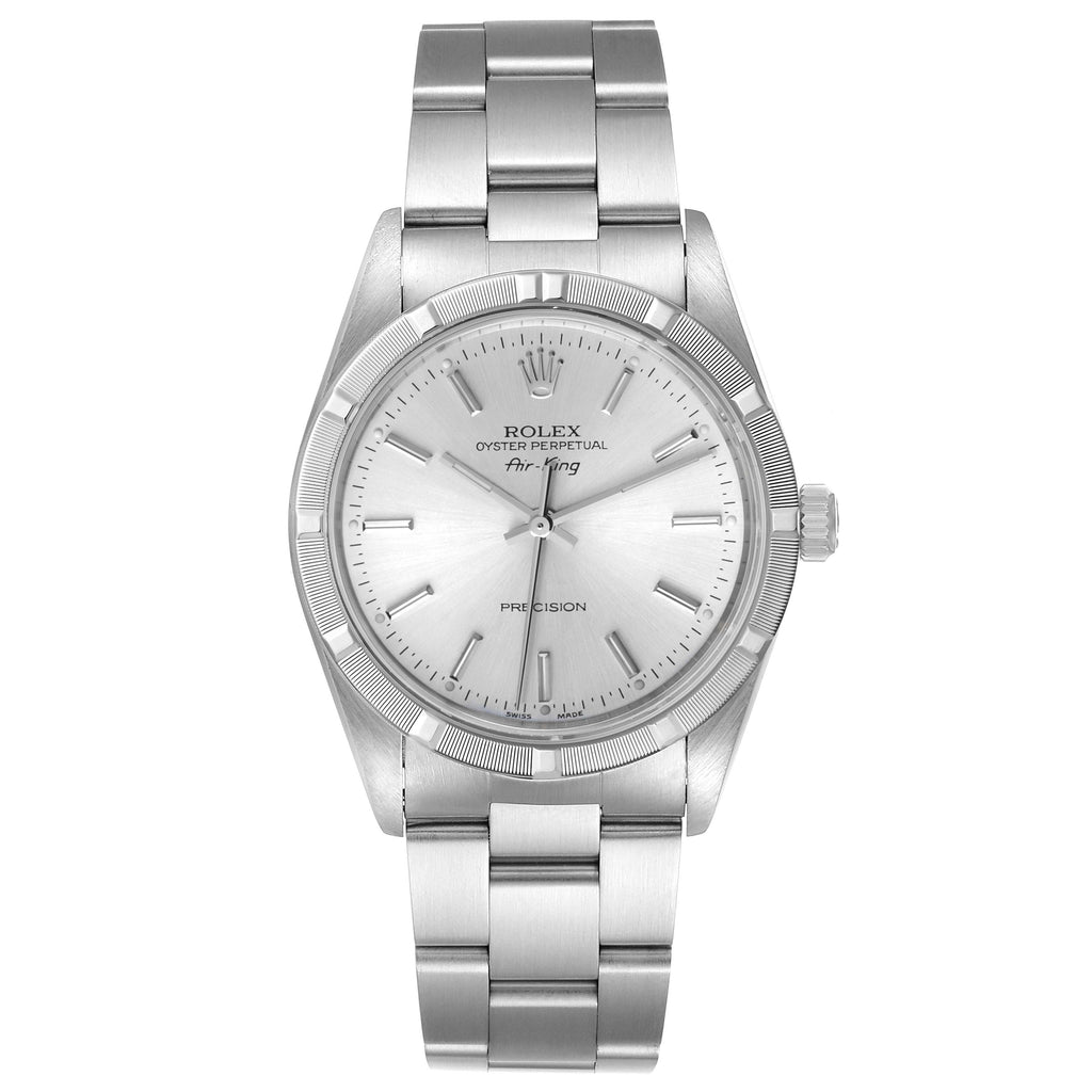 Rolex Air King Silver Dial 34mm Oyster Bracelet Steel Watch 14010 Box Papers