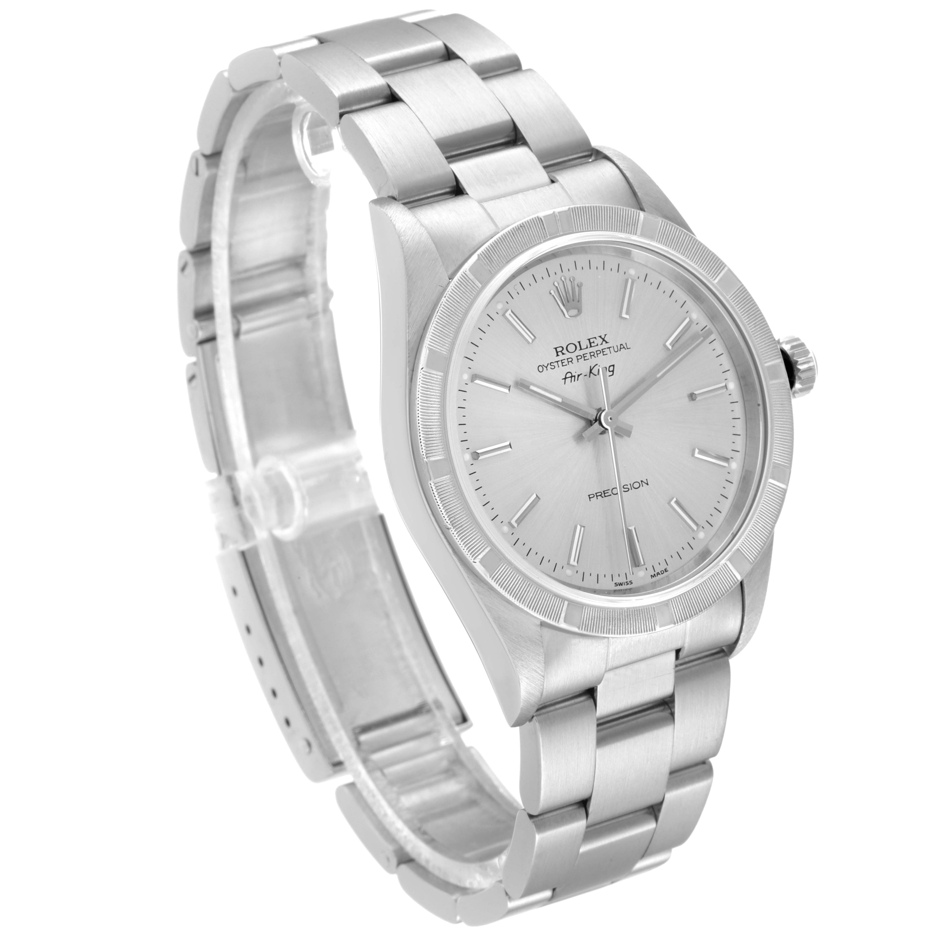 Rolex Air King Silver Dial 34mm Oyster Bracelet Steel Watch 14010 Box Papers