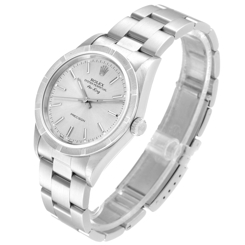 Rolex Air King Silver Dial 34mm Oyster Bracelet Steel Watch 14010 Box Papers