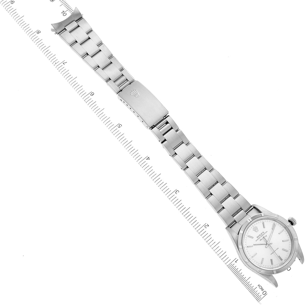 Rolex Air King Silver Dial 34mm Steel Mens Watch 14010 Box Papers