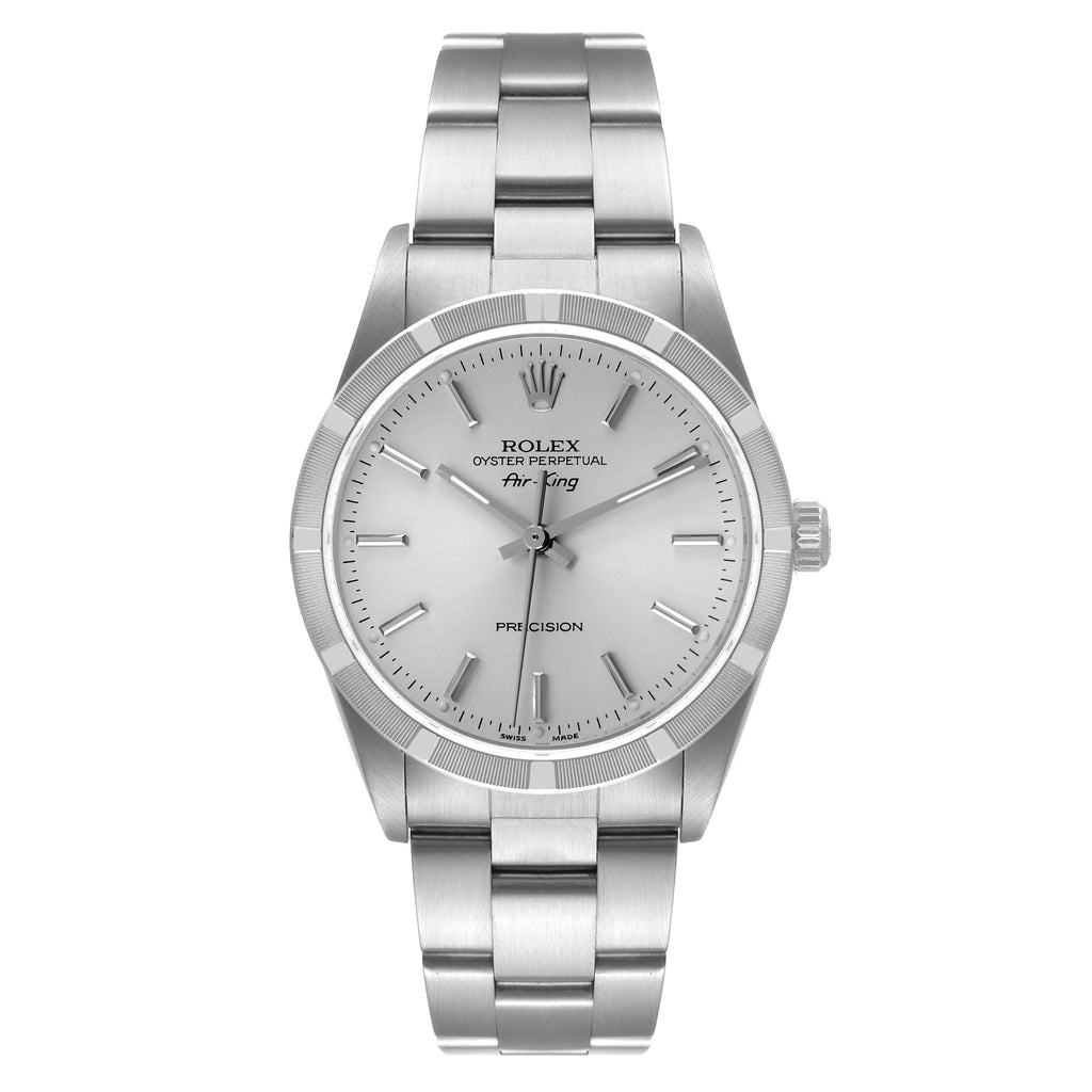 Rolex Air King Silver Dial 34mm Steel Mens Watch 14010 Papers