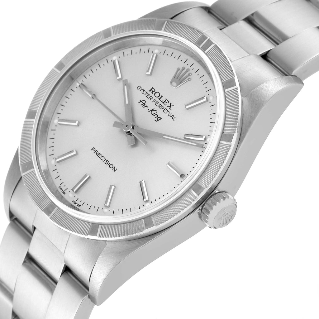 Rolex Air King Silver Dial 34mm Steel Mens Watch 14010 Papers