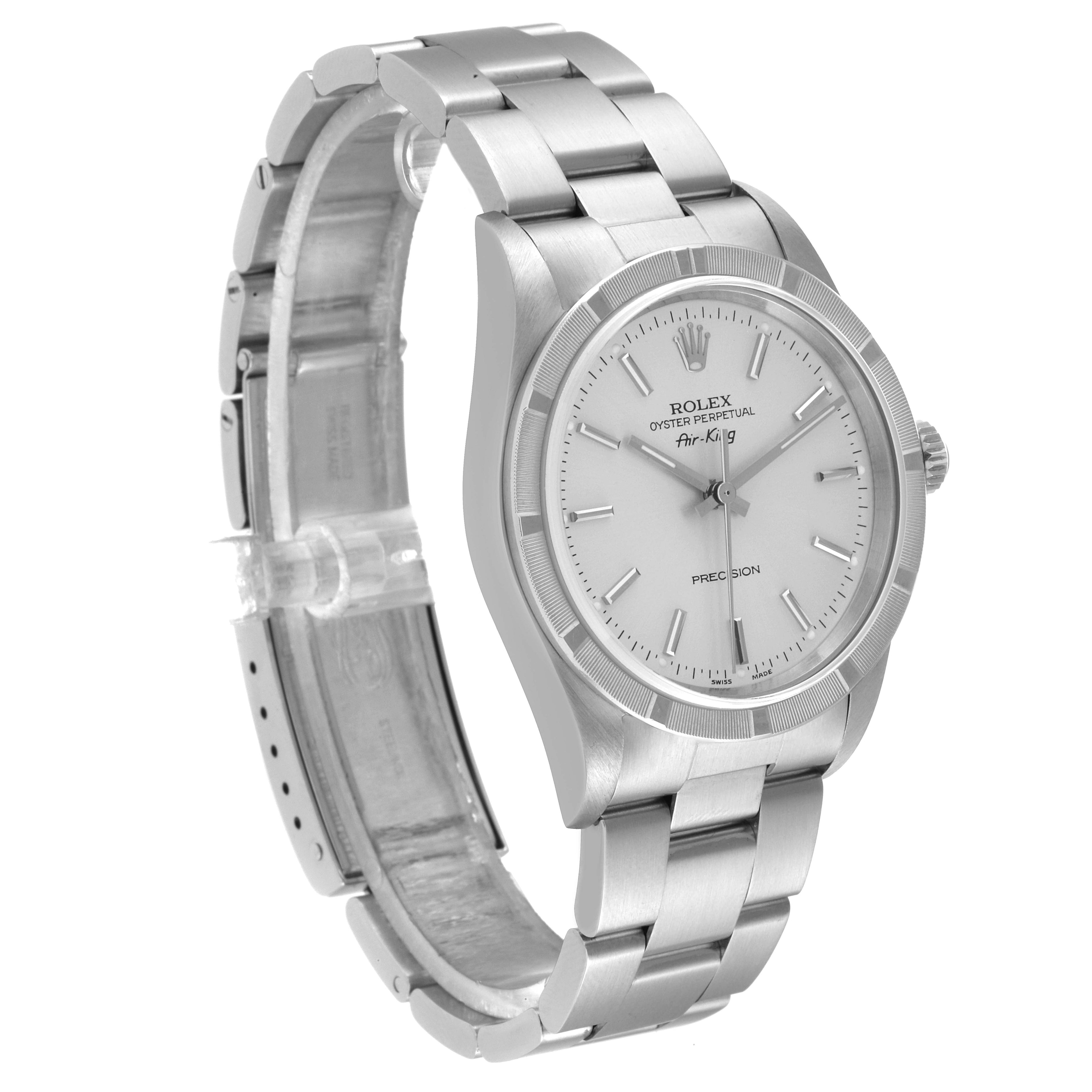 Rolex Air King Silver Dial 34mm Steel Mens Watch 14010 Papers