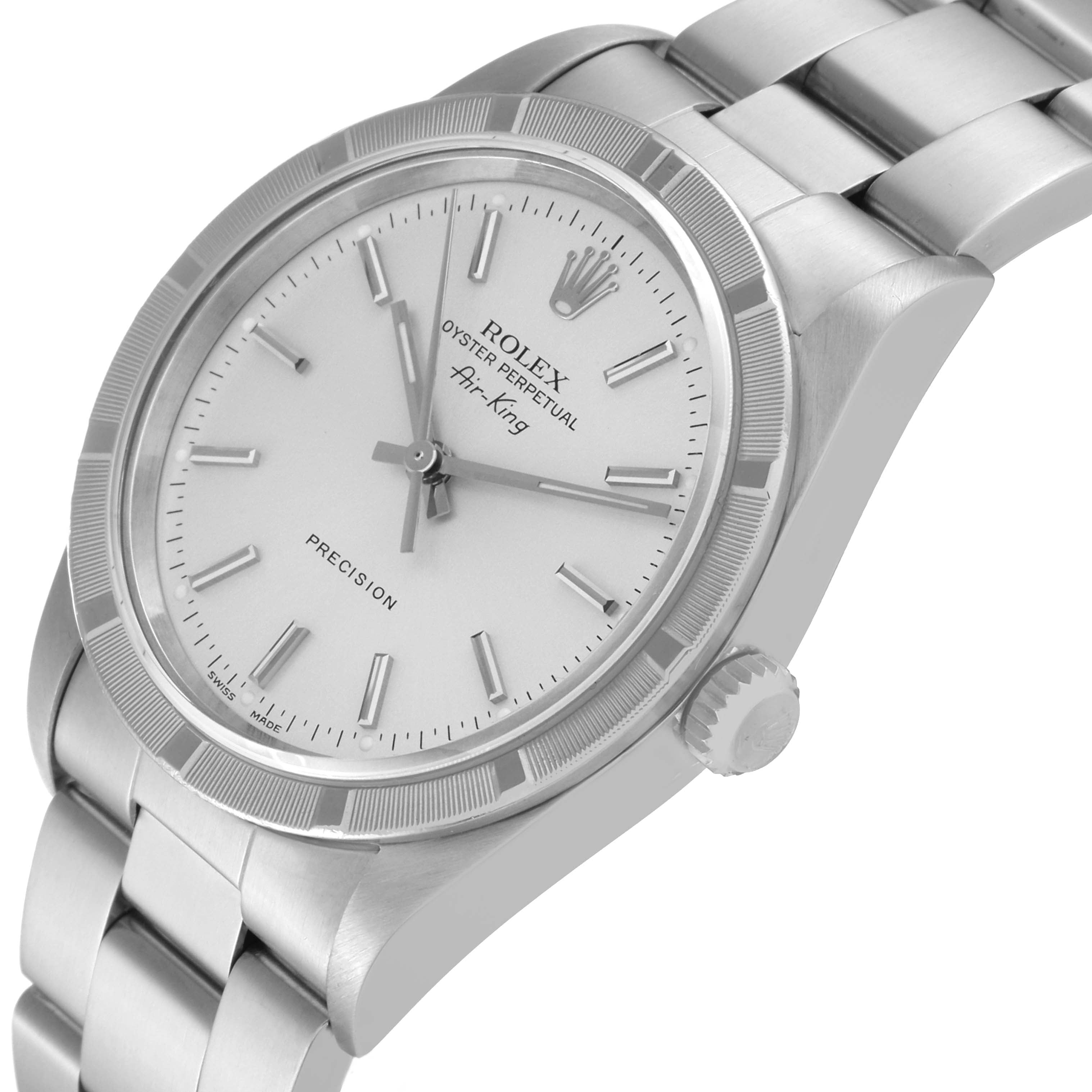 Rolex Air King Silver Dial Steel Mens Watch 14010 Box Papers