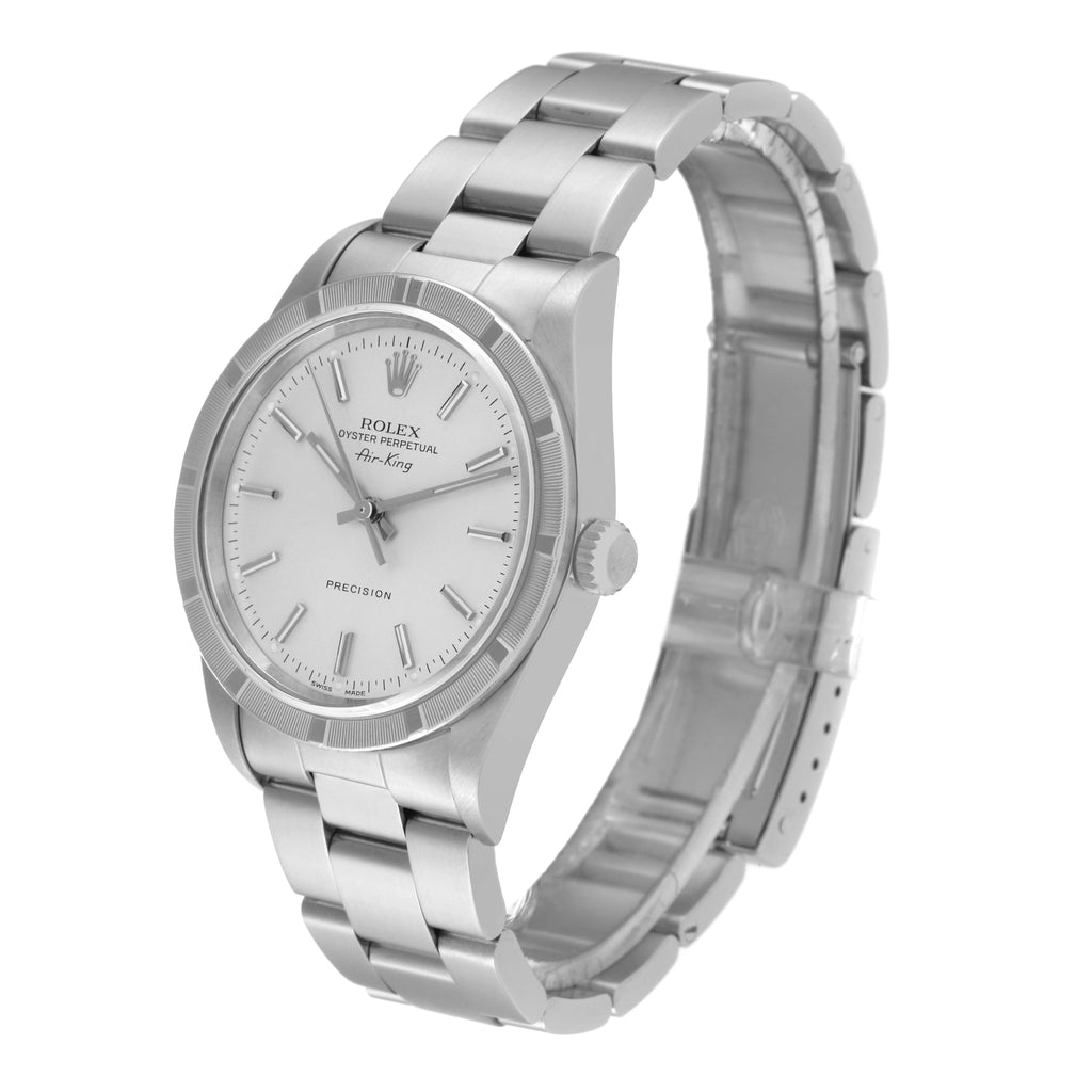 Rolex Air King Silver Dial Steel Mens Watch 14010 Box Papers