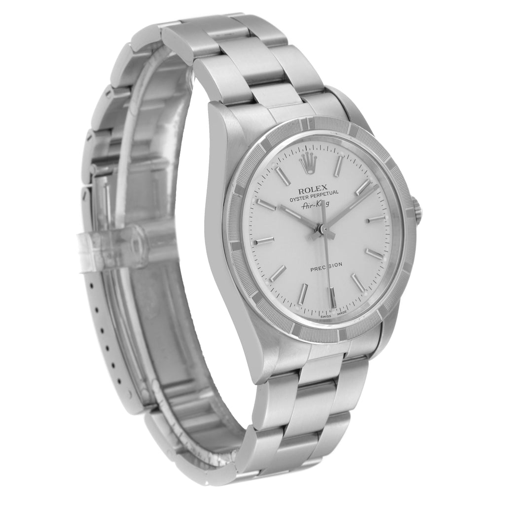 Rolex Air King Silver Dial Steel Mens Watch 14010 Box Papers