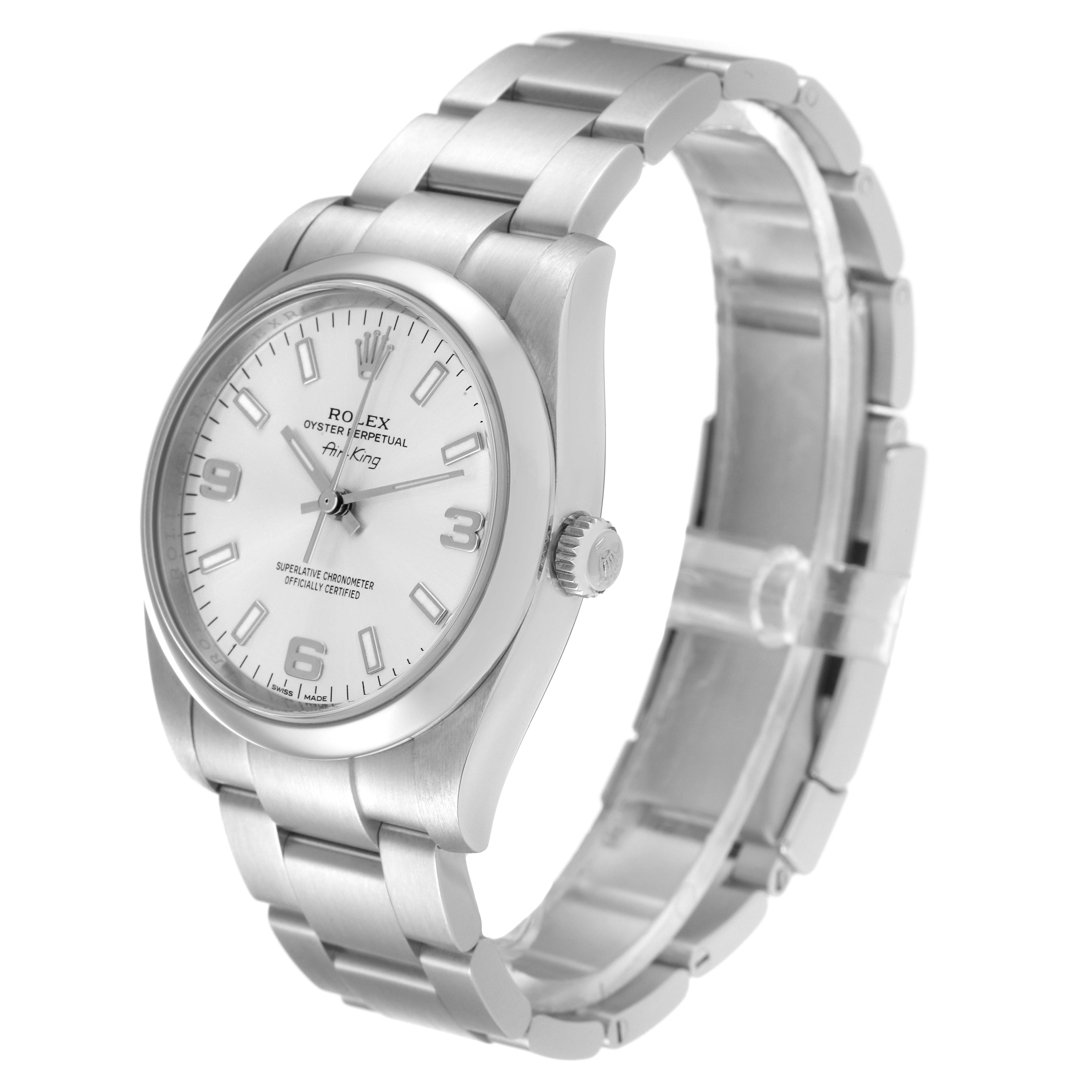 Rolex Air King Silver Dial Stainless Steel Mens Watch 114200