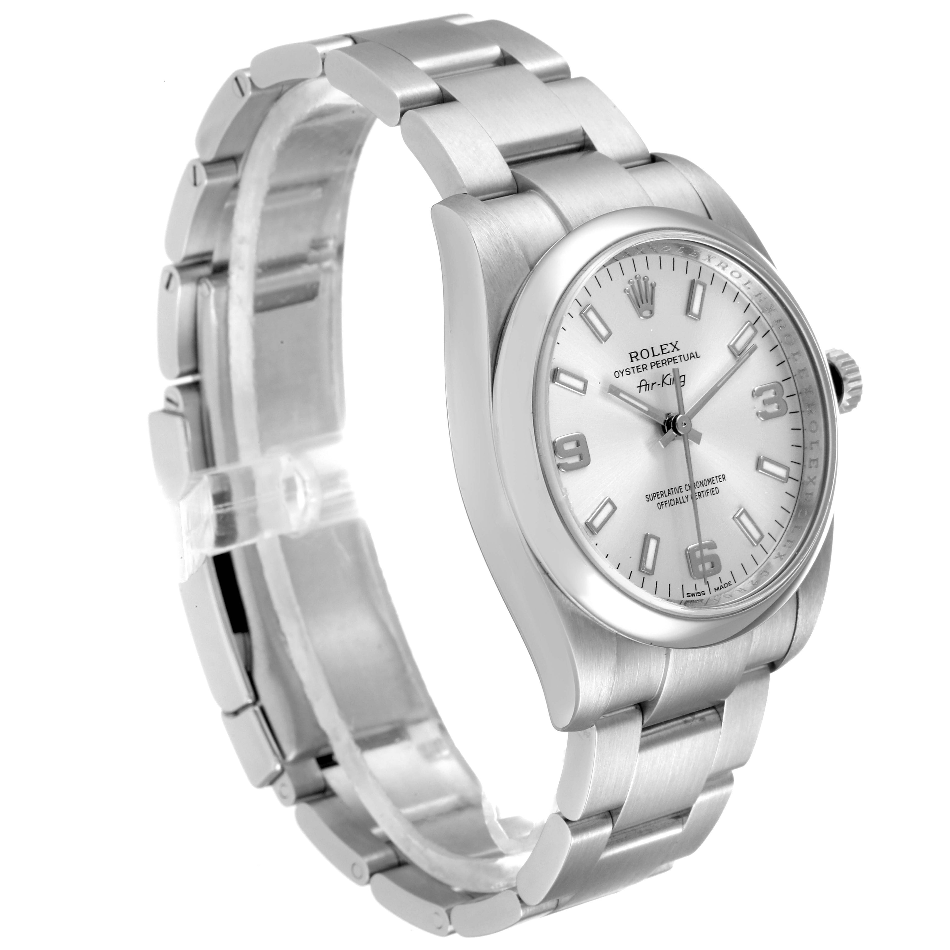 Rolex Air King Silver Dial Steel Mens Watch 114200 Box Card