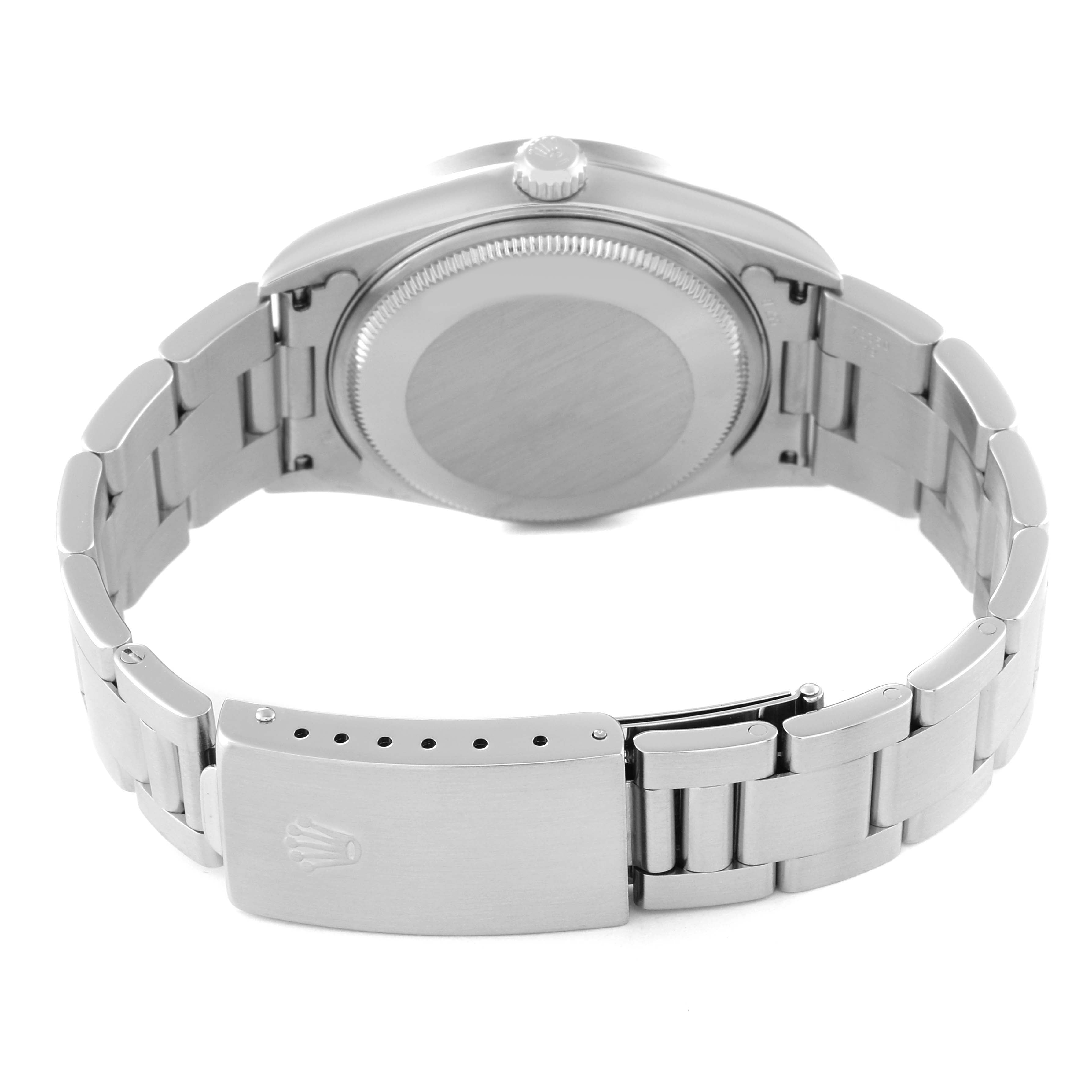 Rolex Air King Steel Engine Turned Bezel Black Dial Mens Watch 14010