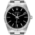Rolex Air King Steel Engine Turned Bezel Black Dial Mens Watch 14010