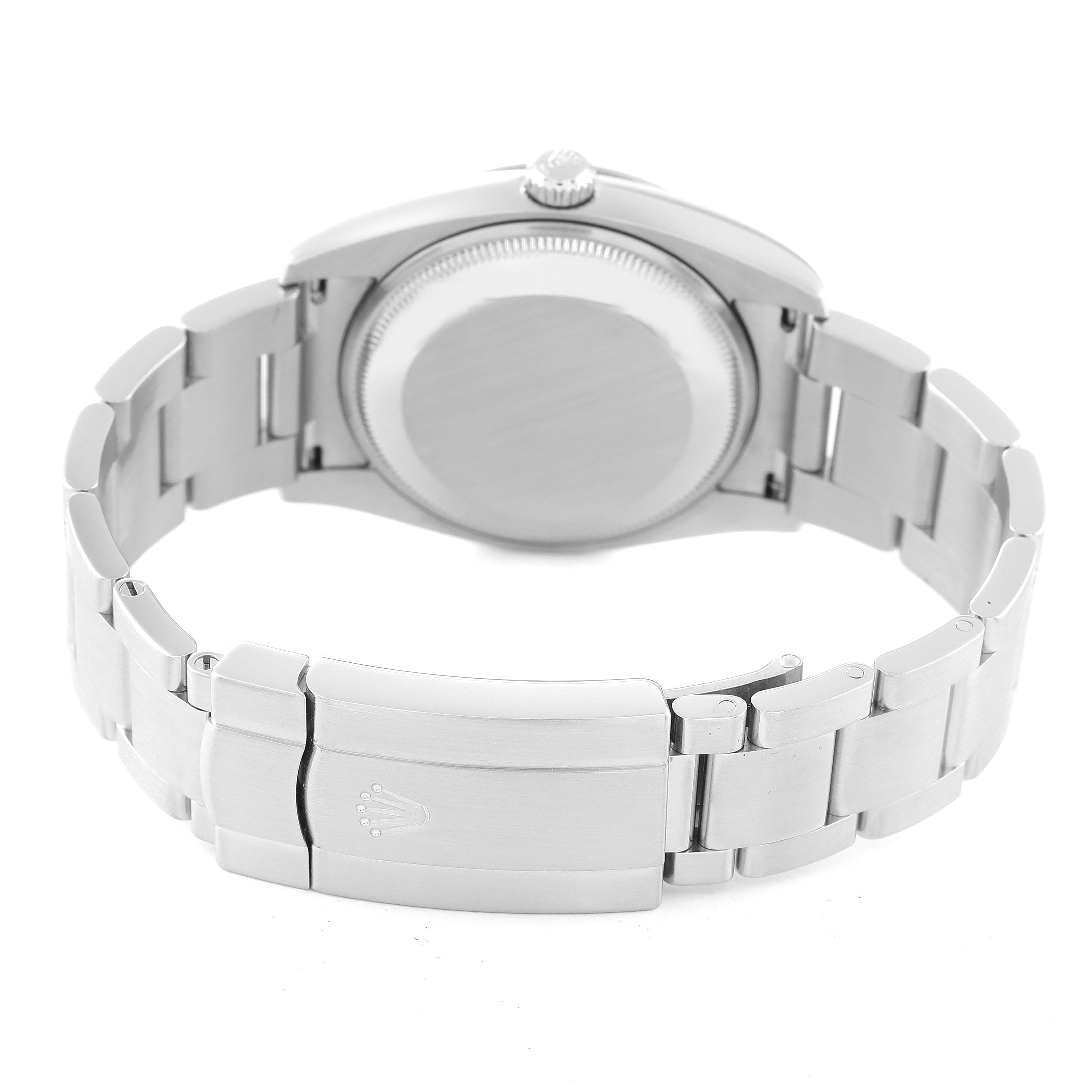 Rolex Air King Steel White Gold Black Diamond Dial Mens Watch 114234