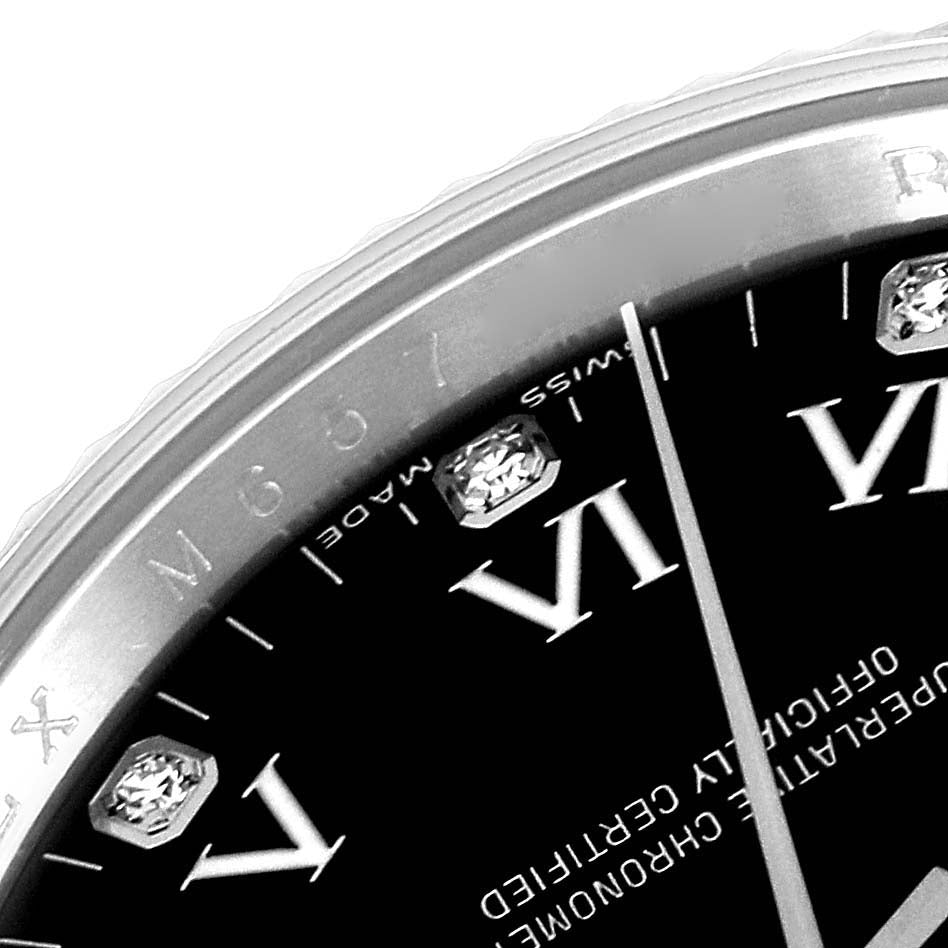 Rolex Air King Steel White Gold Black Diamond Dial Mens Watch 114234