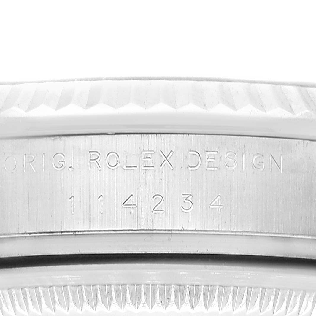 Rolex Air King Steel White Gold Black Diamond Dial Mens Watch 114234