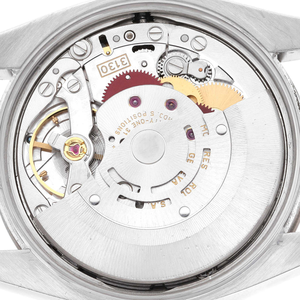 Rolex Air King Steel White Gold Black Diamond Dial Mens Watch 114234