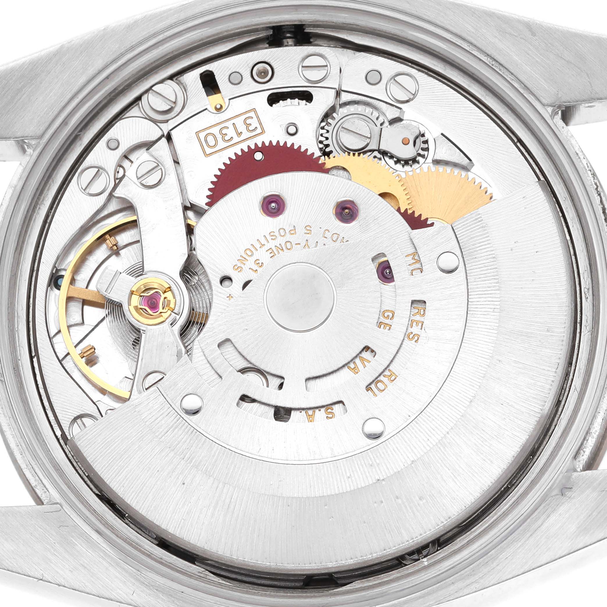 Rolex Air King Steel White Gold Black Diamond Dial Mens Watch 114234