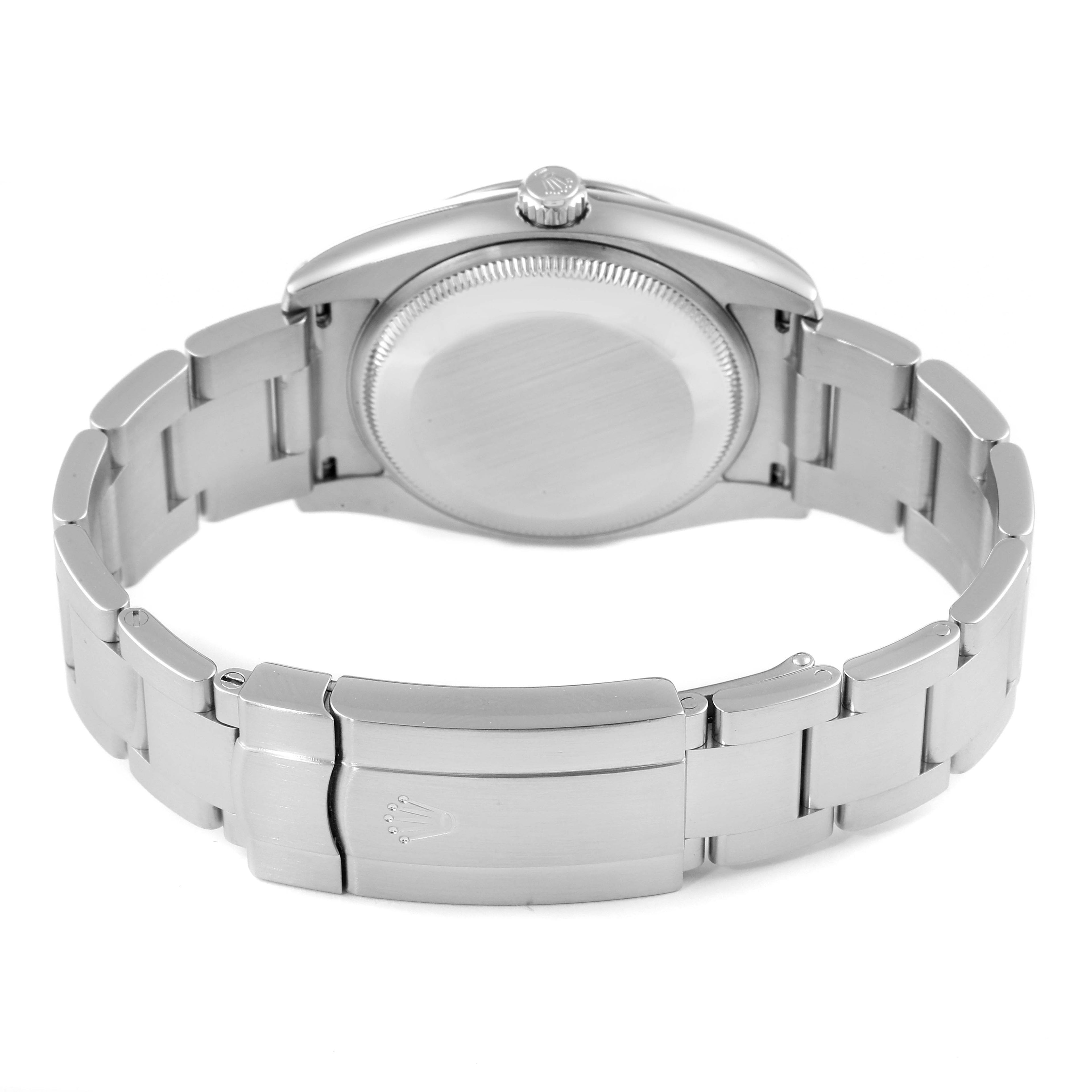 Rolex Air King Steel White Gold Fluted Bezel Mens Watch 114234
