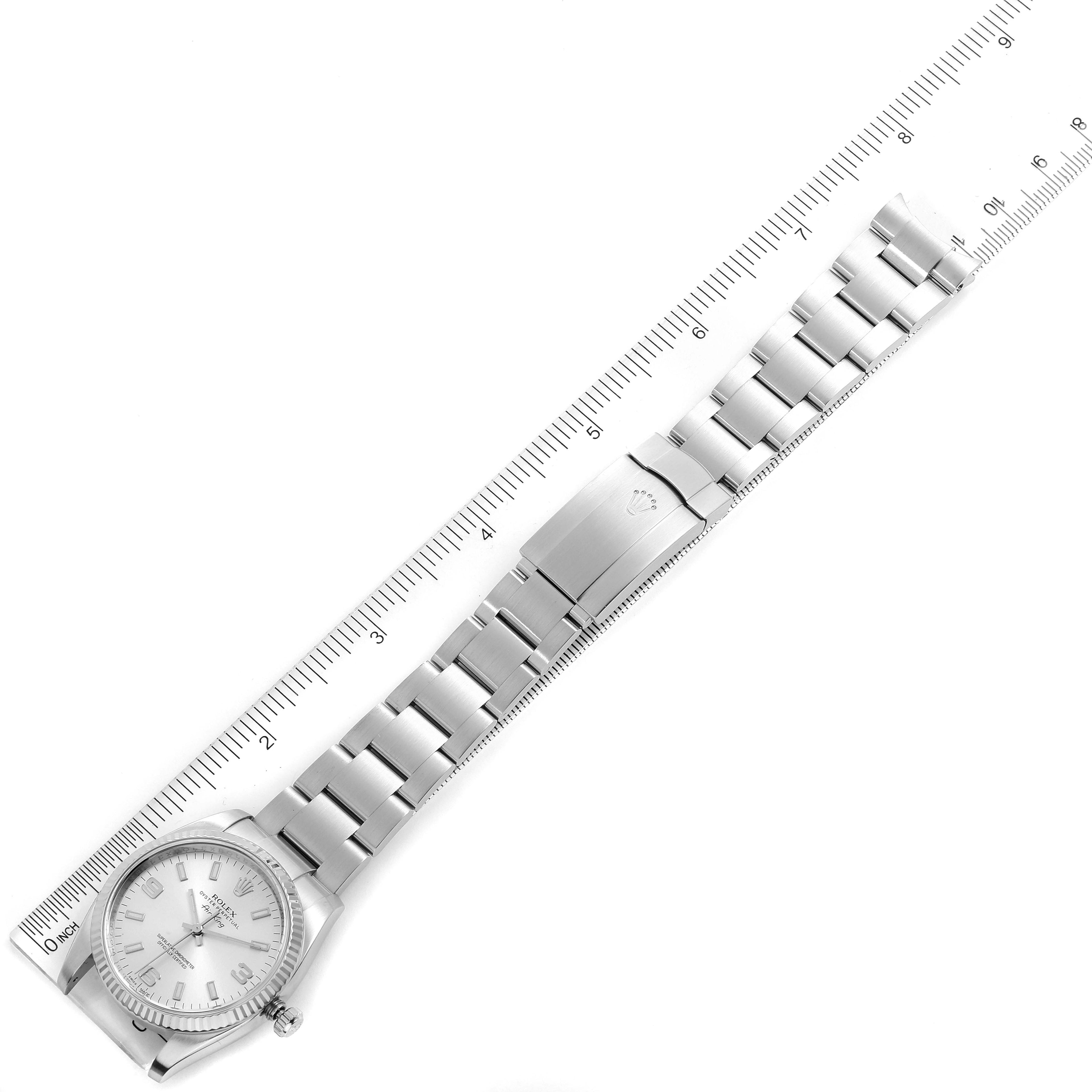 Rolex Air King Steel White Gold Fluted Bezel Mens Watch 114234