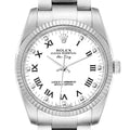 Rolex Air King Steel White Gold White Dial Diamond Watch 114234 Box Card
