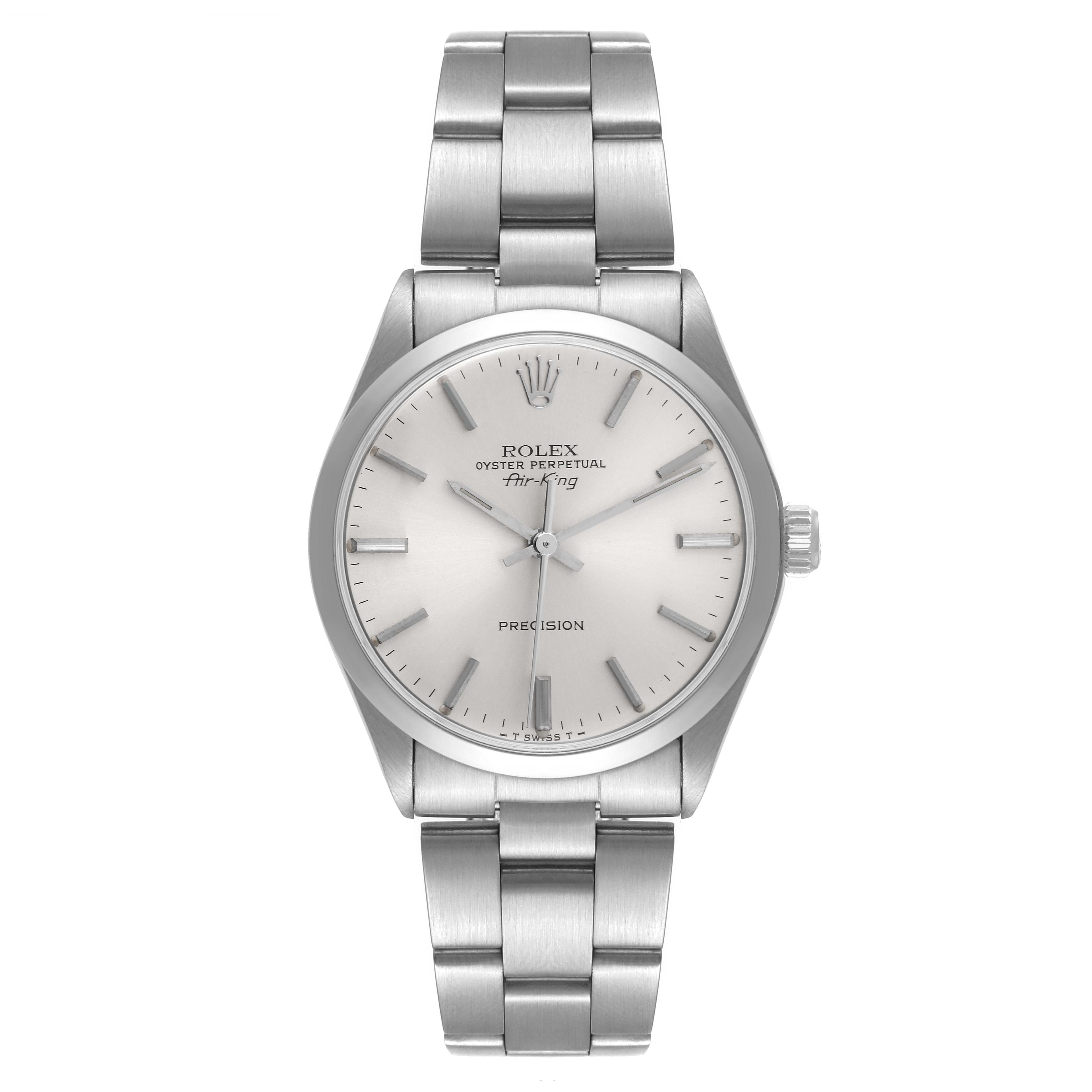 Rolex Air King Vintage Stainless Steel Silver Dial Mens Watch 5500