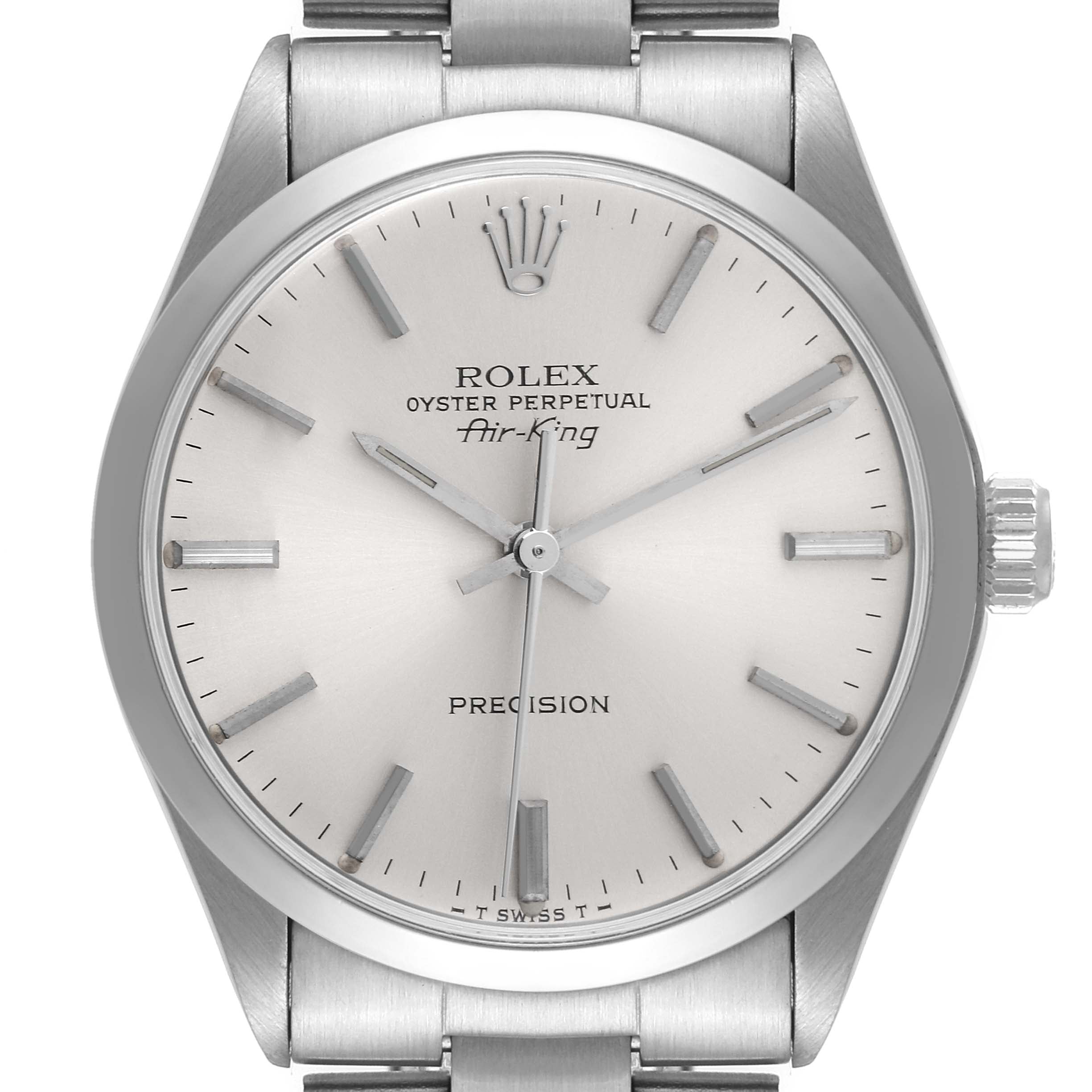 Rolex Air King Vintage Stainless Steel Silver Dial Mens Watch 5500