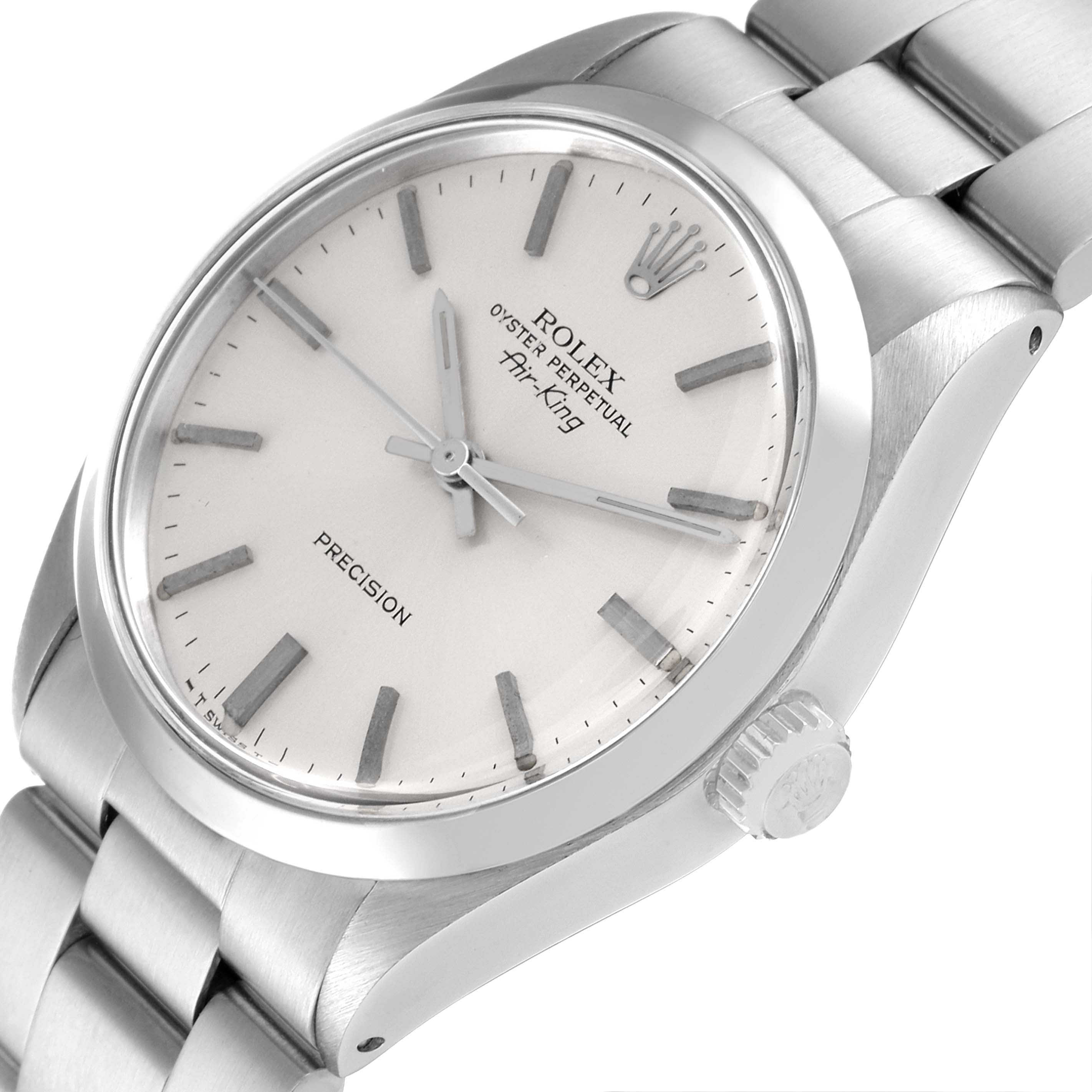 Rolex Air King Vintage Stainless Steel Silver Dial Mens Watch 5500