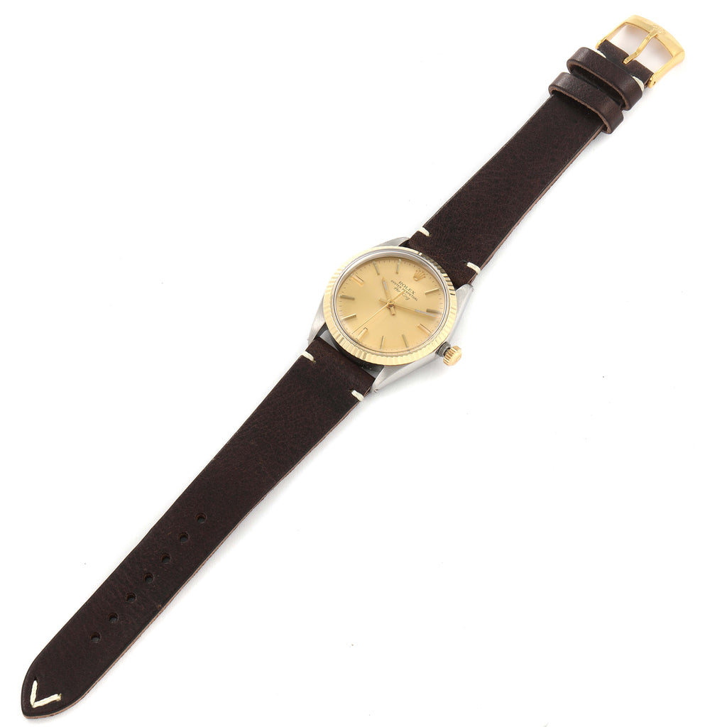 Rolex Air King Vintage Steel Yellow Gold Champagne Dial Mens Watch 5500