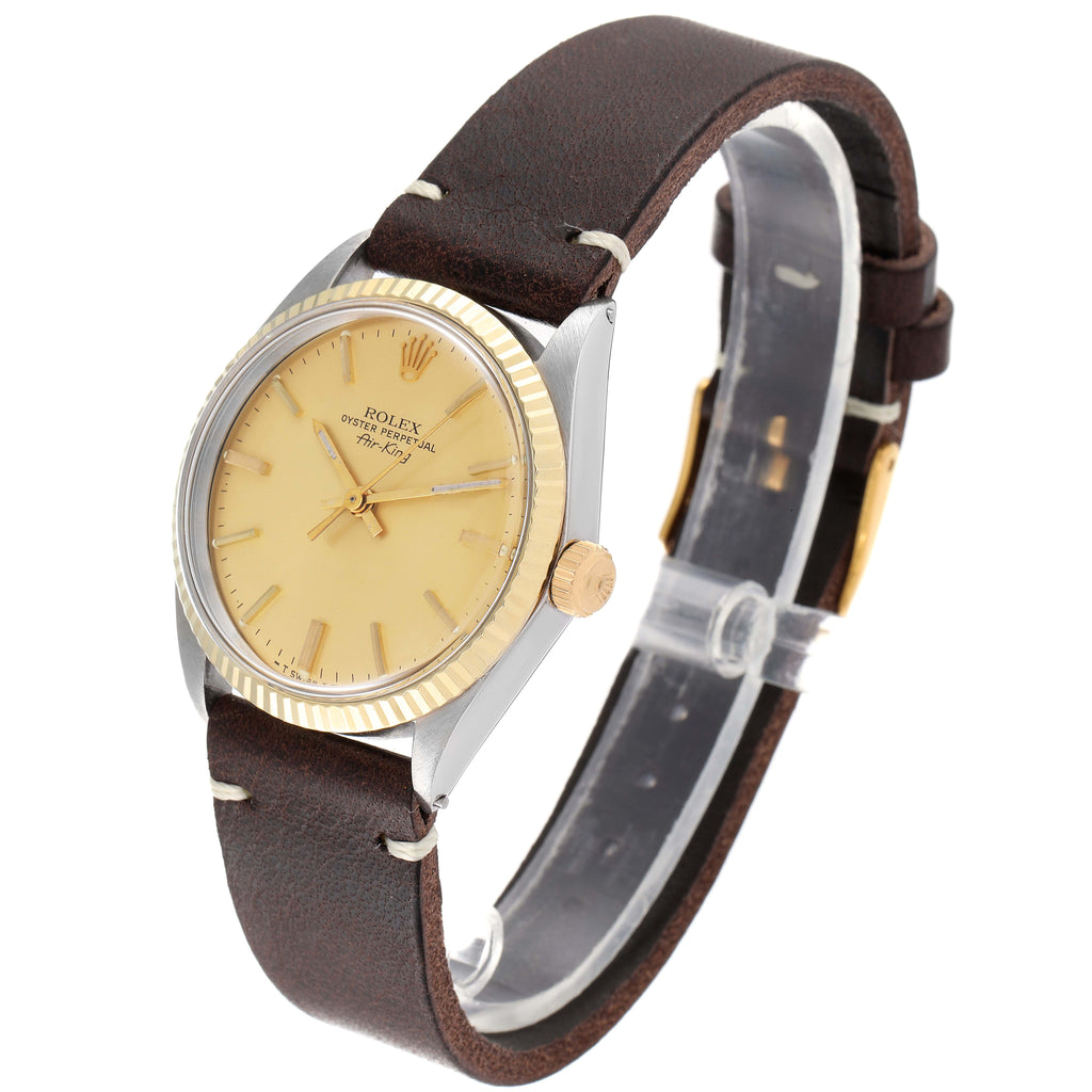 Rolex Air King Vintage Steel Yellow Gold Champagne Dial Mens Watch 5500